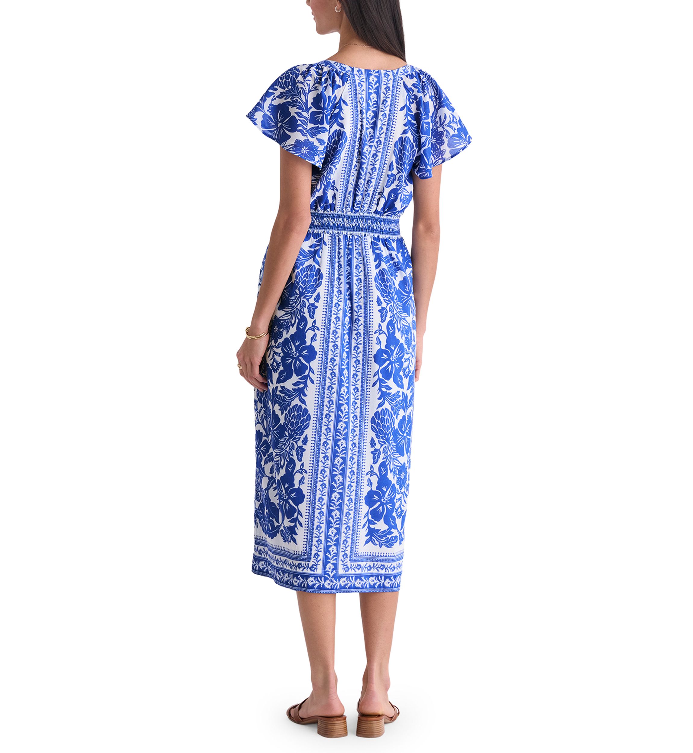 vineyard vines dresses Women's Marina Poplin Puff-Sleeve Midi Dress, White Cap, X-Small at Amazon Women's Clothing store ruffle trim and a swingy silhouette vineyard vines Puff Sleeve Cutout