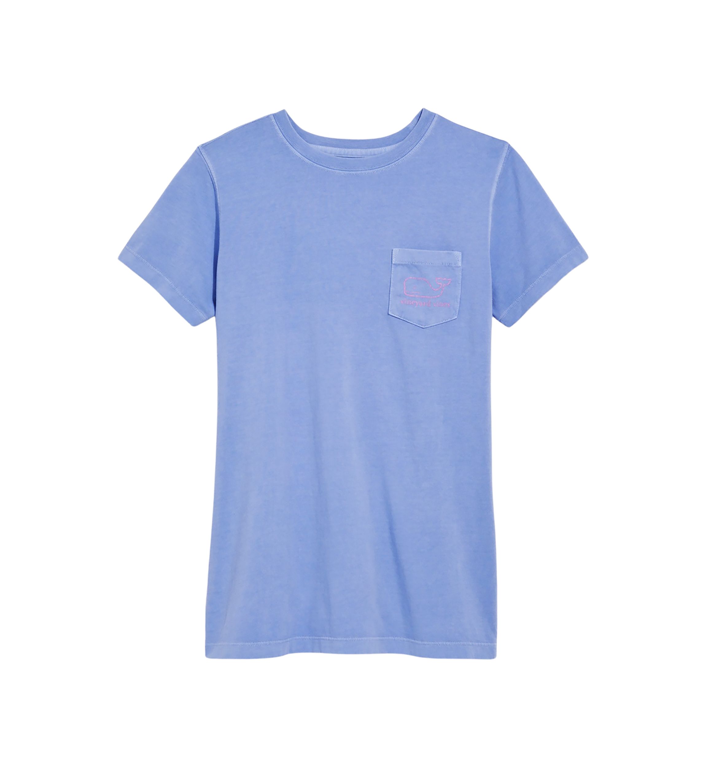 Womens Garment Dyed Vintage Whale Short Sleeve Pocket T-Shirt