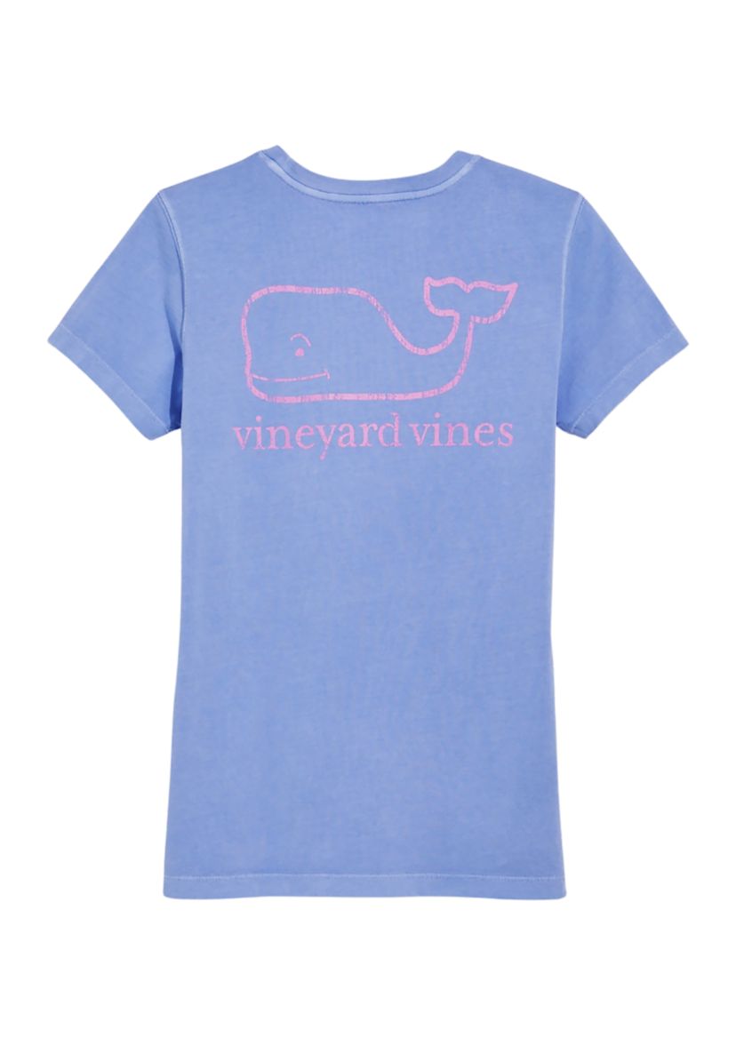 Womens Garment Dyed Vintage Whale Short Sleeve Pocket T-Shirt