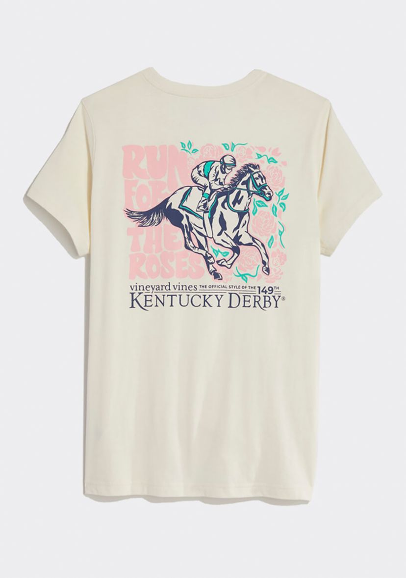 Womens Kentucky Derby Run For The Roses Short Sleeve Pocket T-Shirt