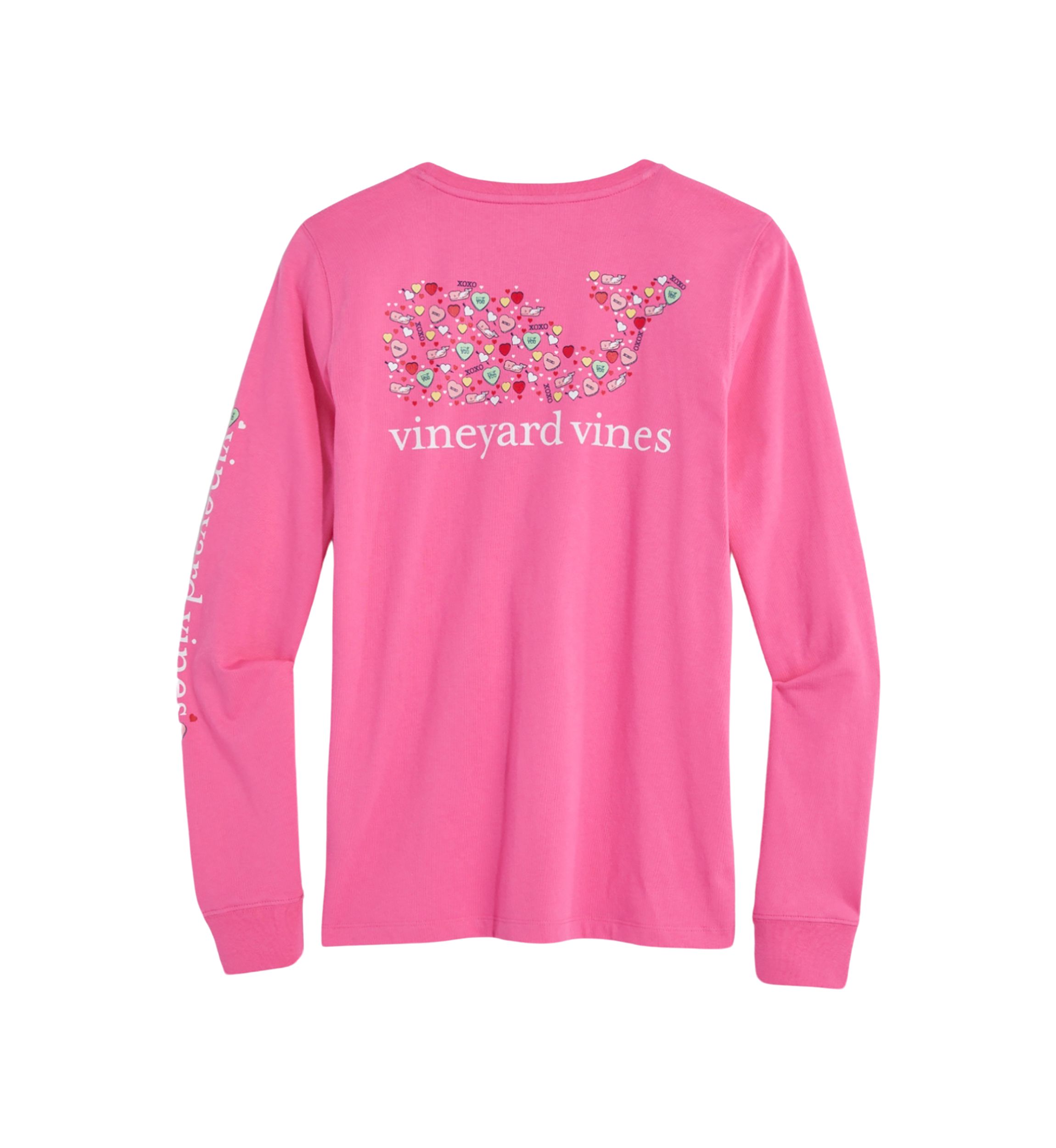 Womens Valentines Day Icons Whale Fill Long Sleeve Pocket Graphic T-Shirt