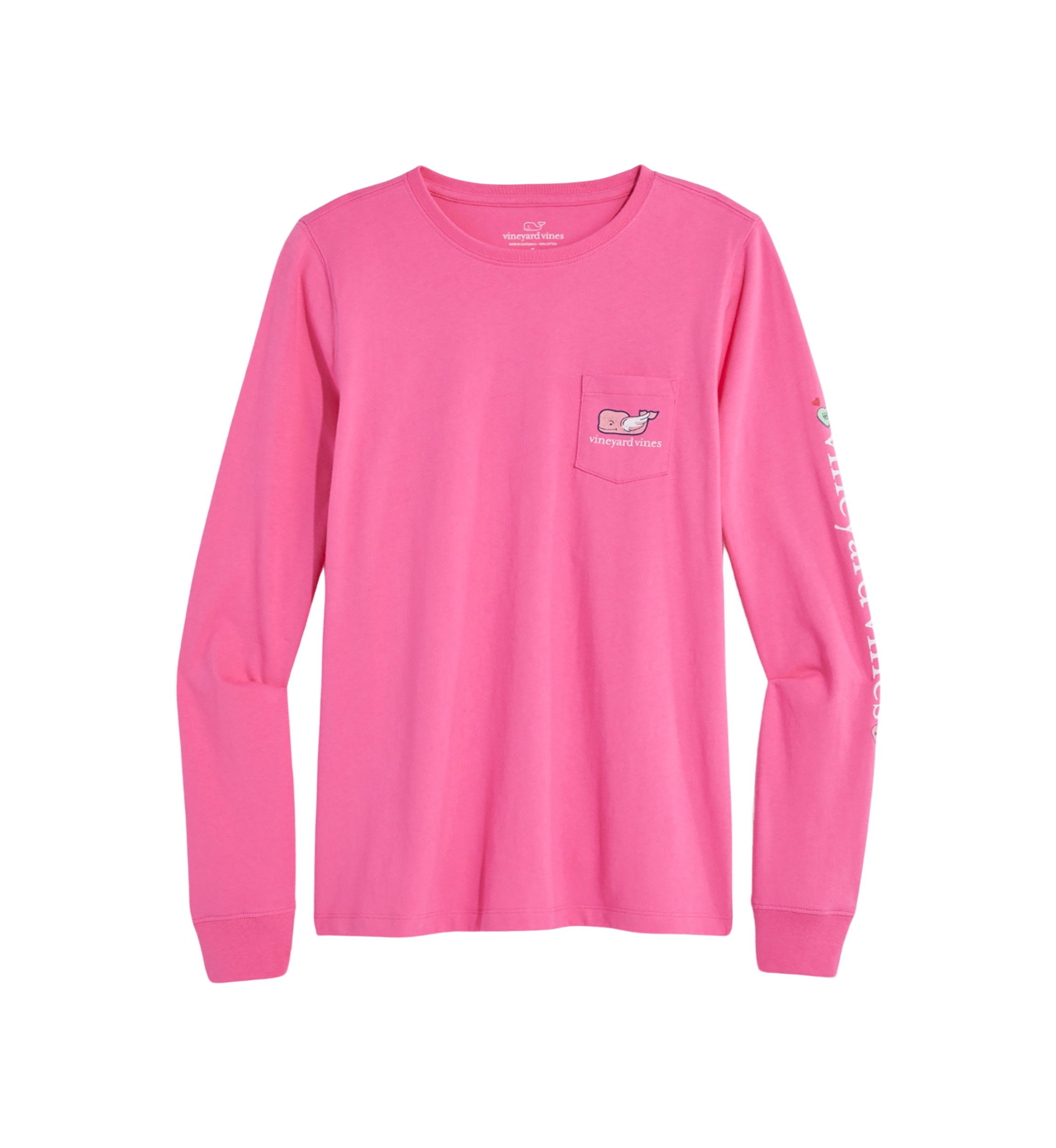 Womens Valentines Day Icons Whale Fill Long Sleeve Pocket Graphic T-Shirt