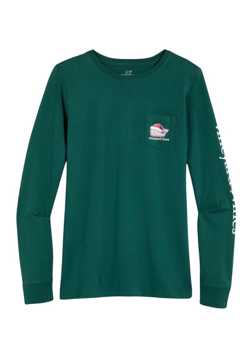 Womens Christmas Whale Pocket T-Shirt