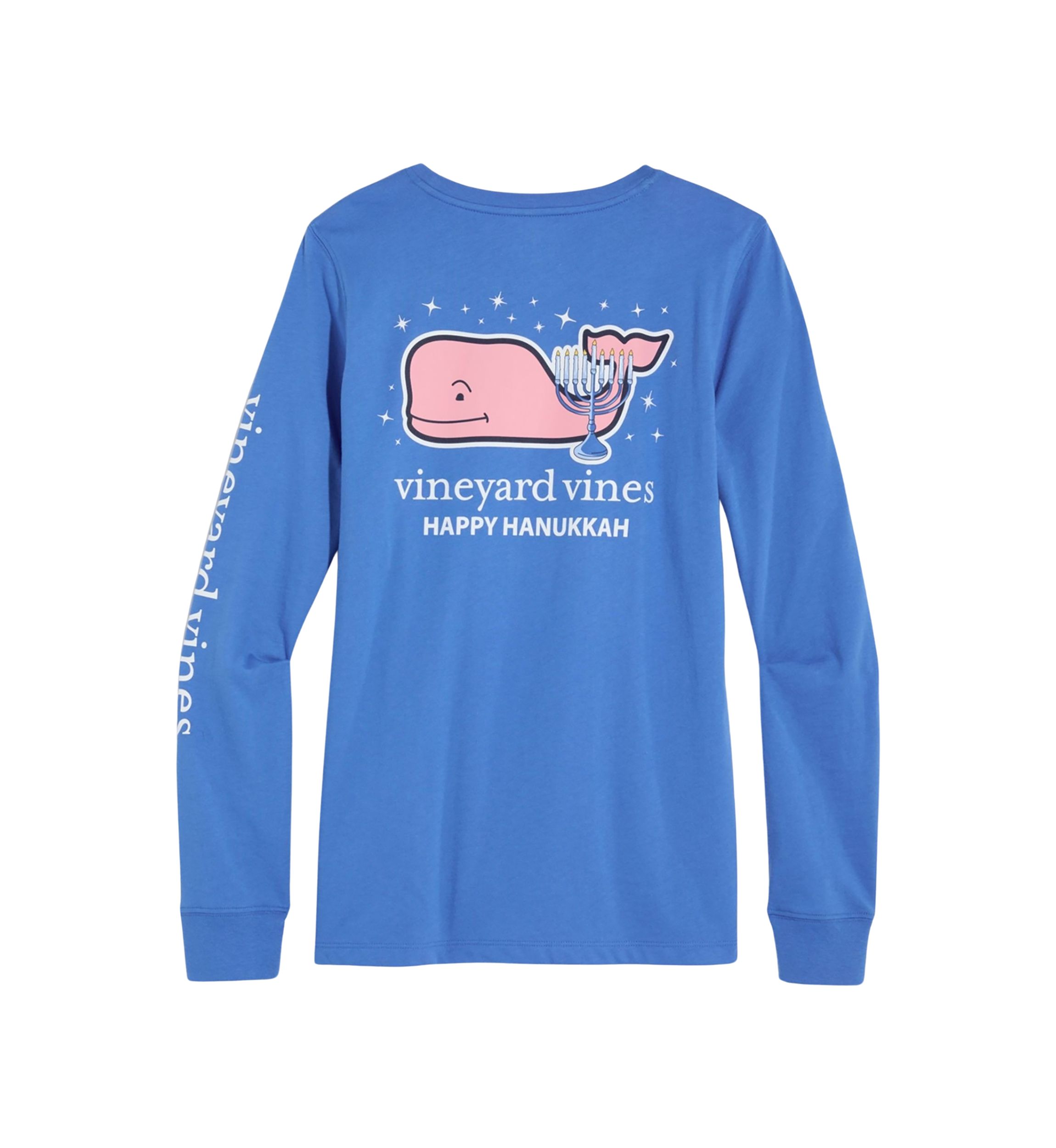 Womens Long Sleeve Hanukkah Whale Logo Graphic T-Shirt