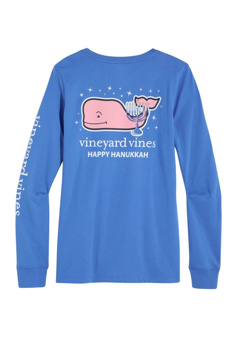 Womens Long Sleeve Hanukkah Whale Logo Graphic T-Shirt