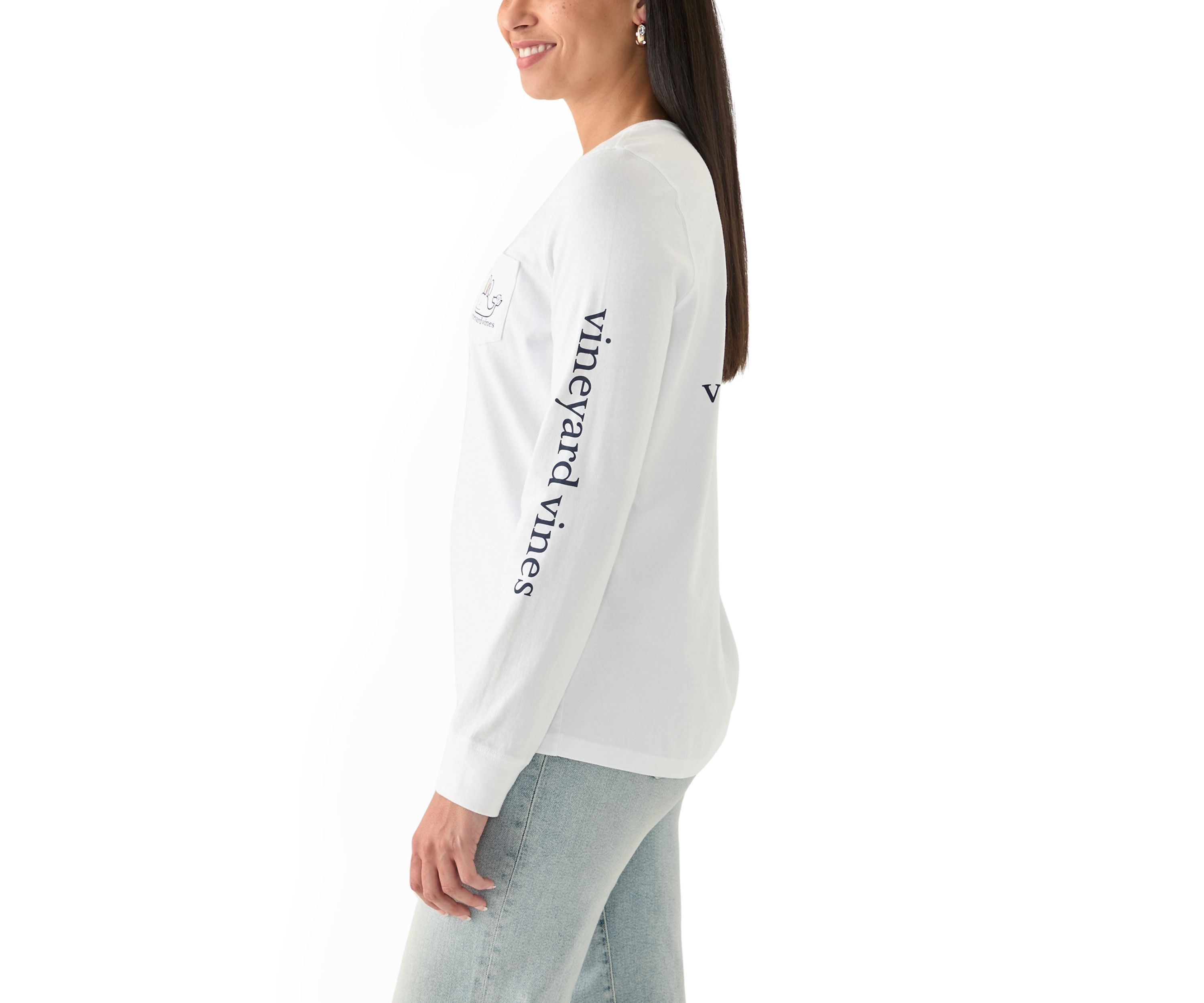 Womens Long Sleeve Easter Whale Graphic T-Shirt