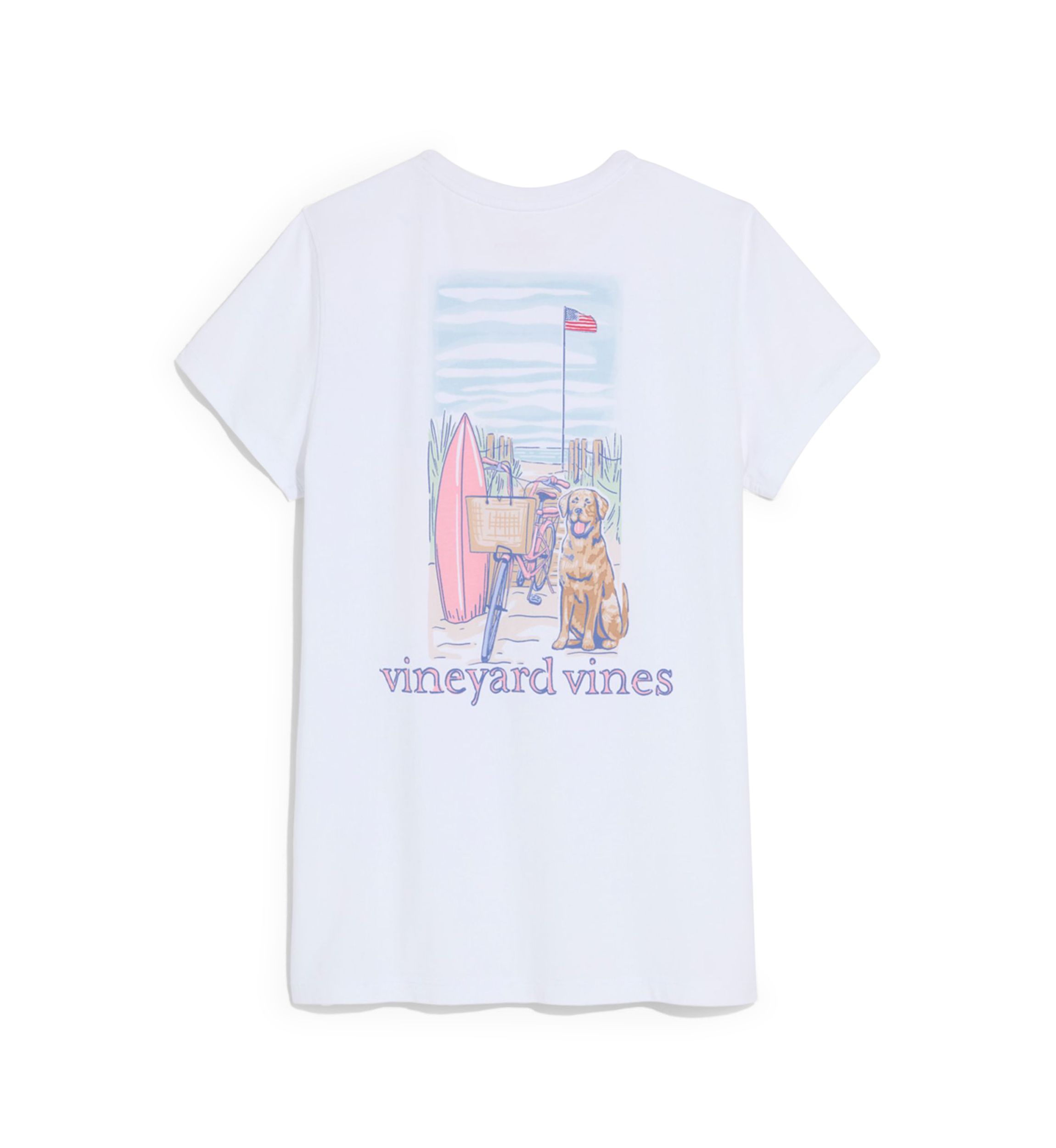 Womens Painted Beach Dog Pocket T-Shirt
