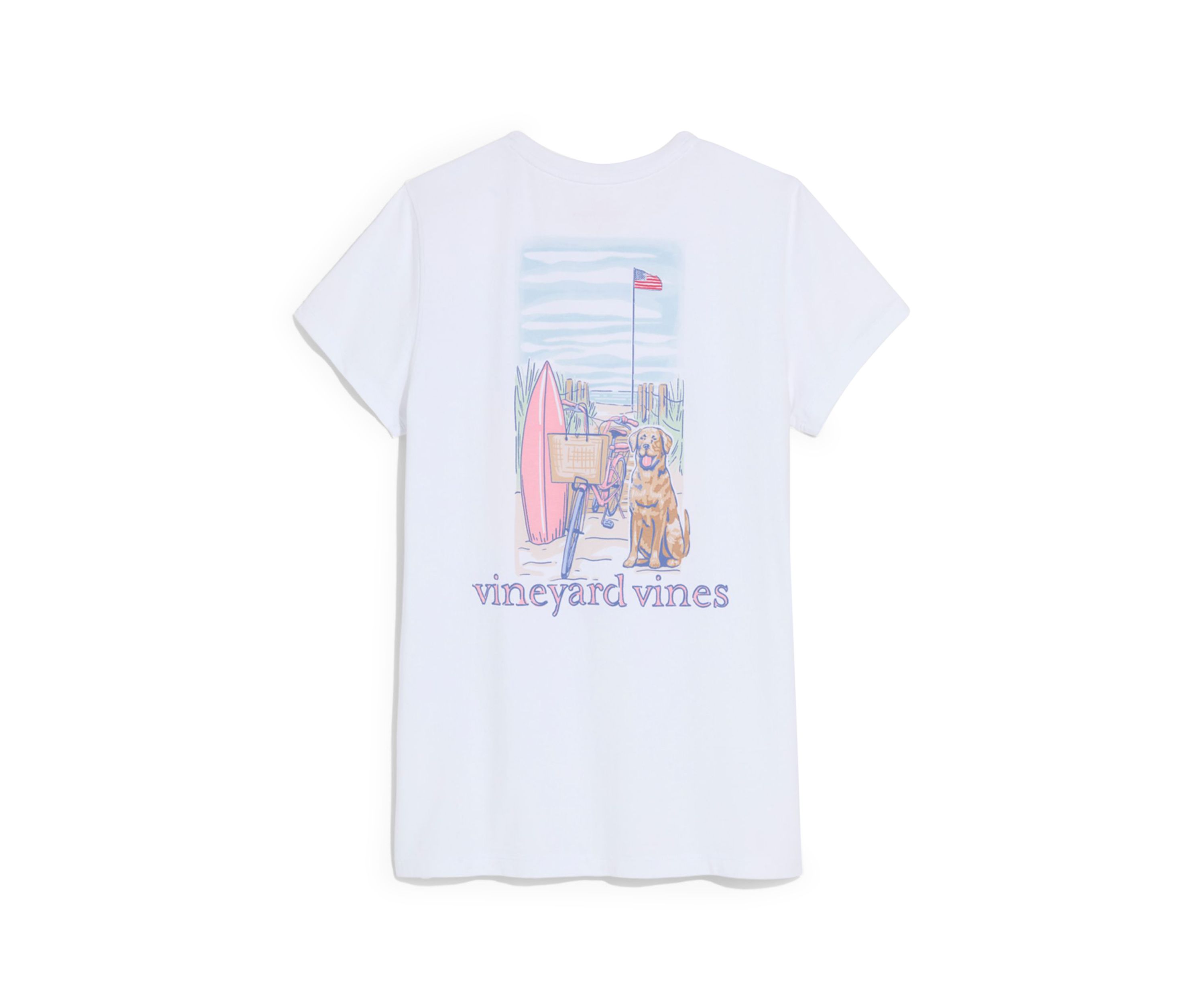 Womens Painted Beach Dog Pocket T-Shirt