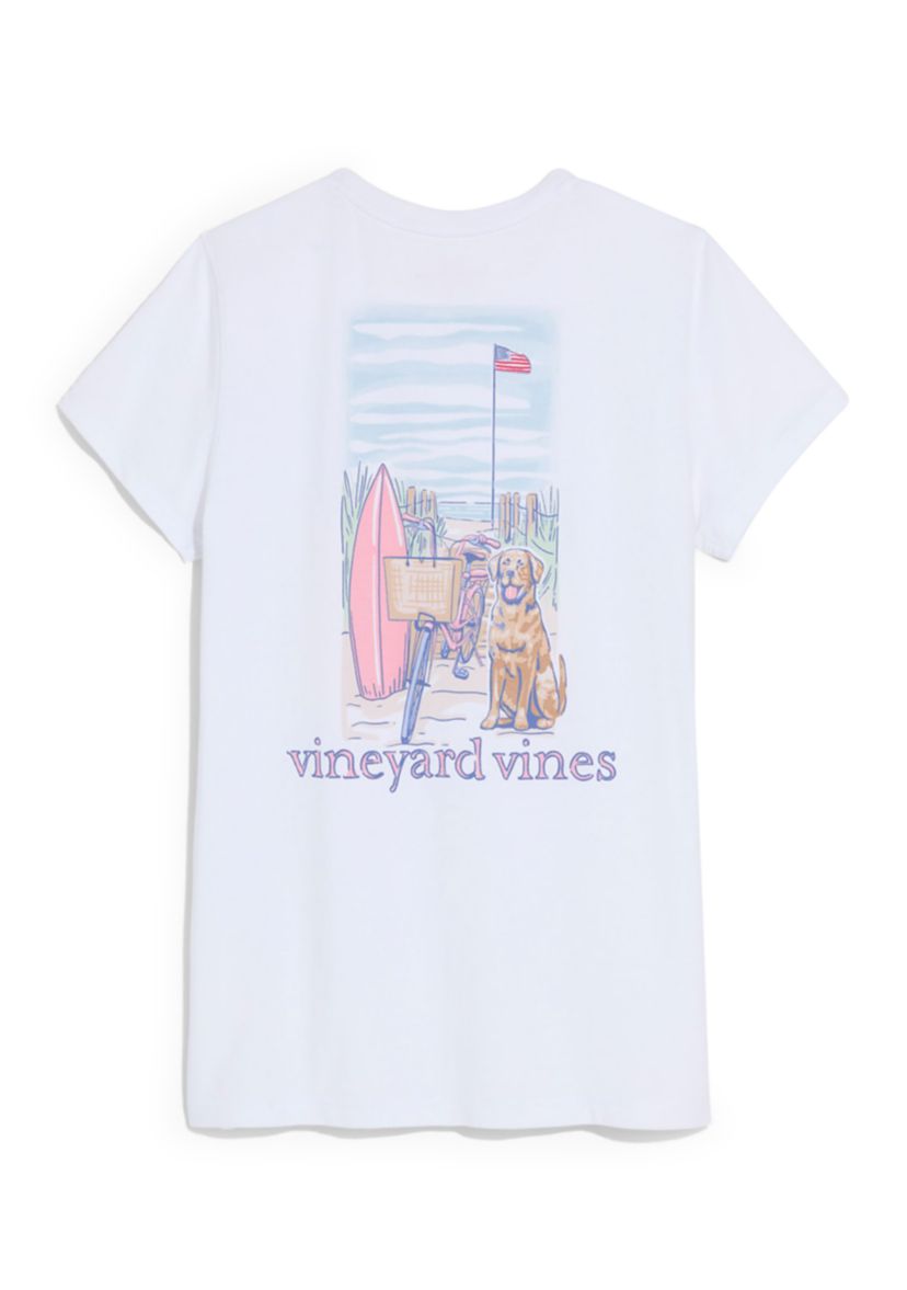 Womens Painted Beach Dog Pocket T-Shirt