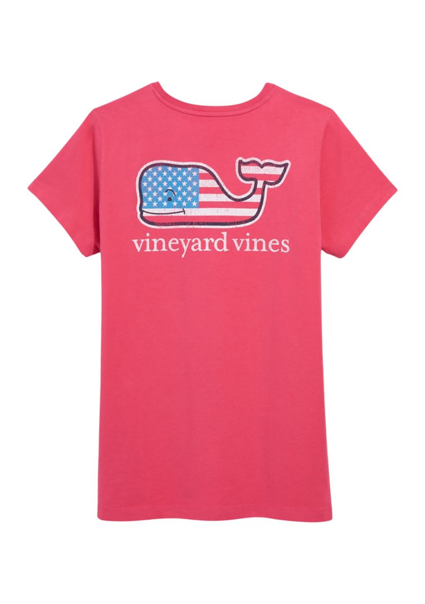 Womens Flag Whale Pocket T-Shirt