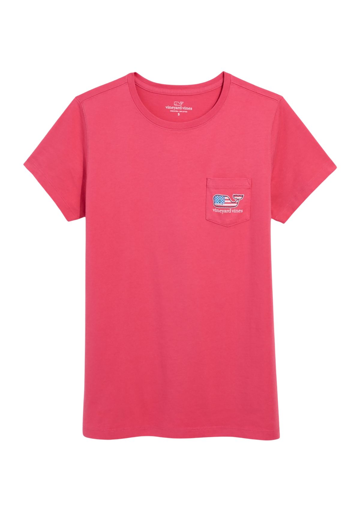 Womens Flag Whale Pocket T-Shirt