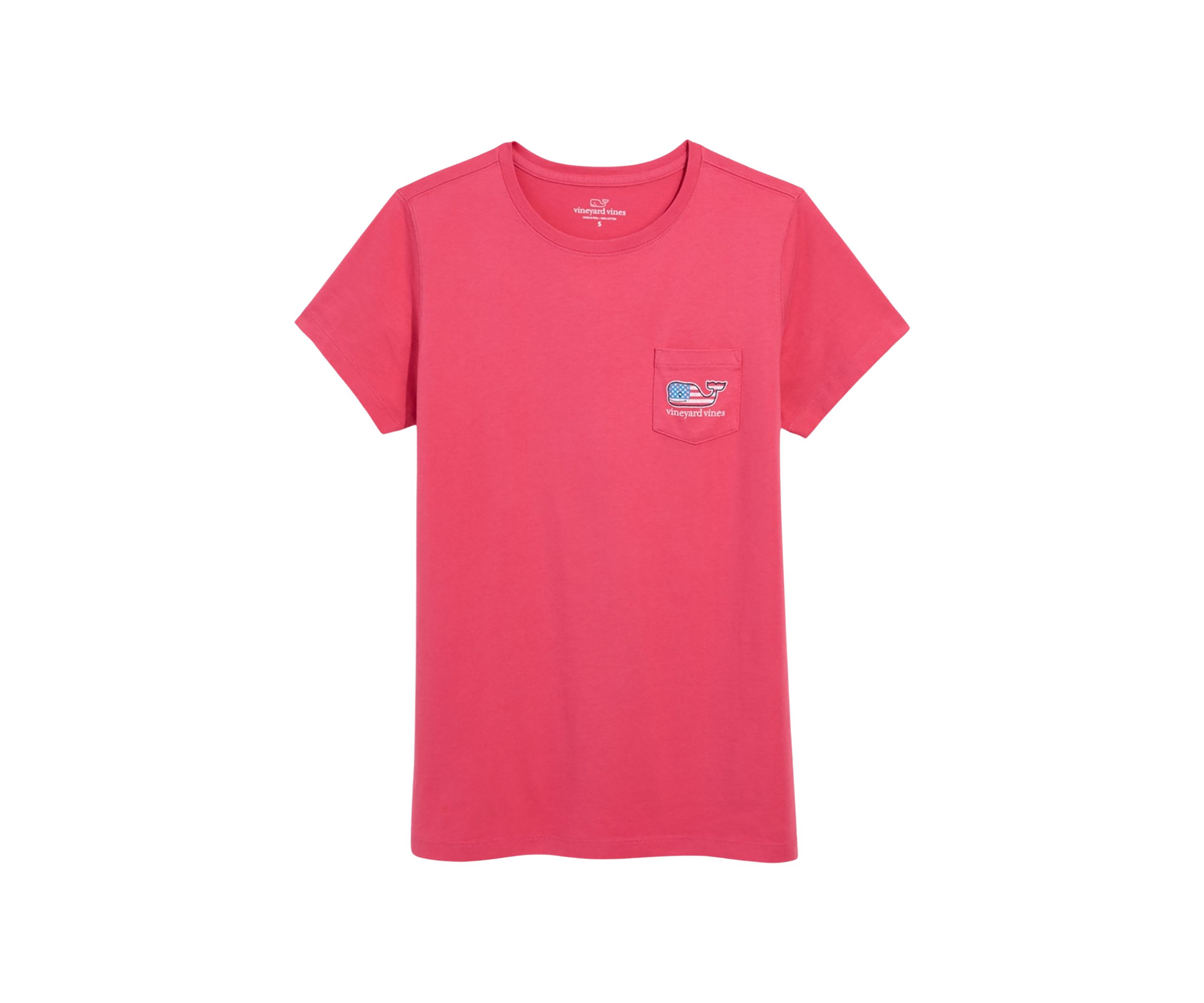 Womens Flag Whale Pocket T-Shirt