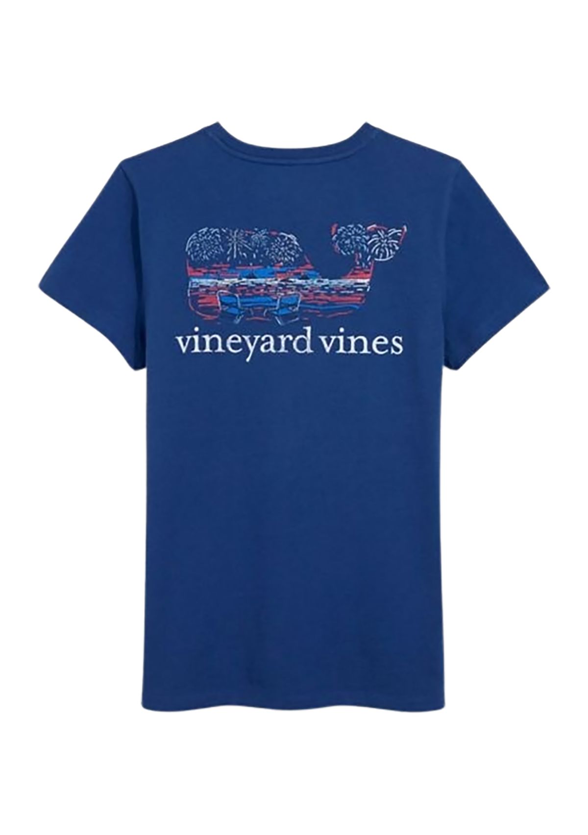 Womens Short Sleeve Flag Whale Fill Pocket Graphic T-Shirt