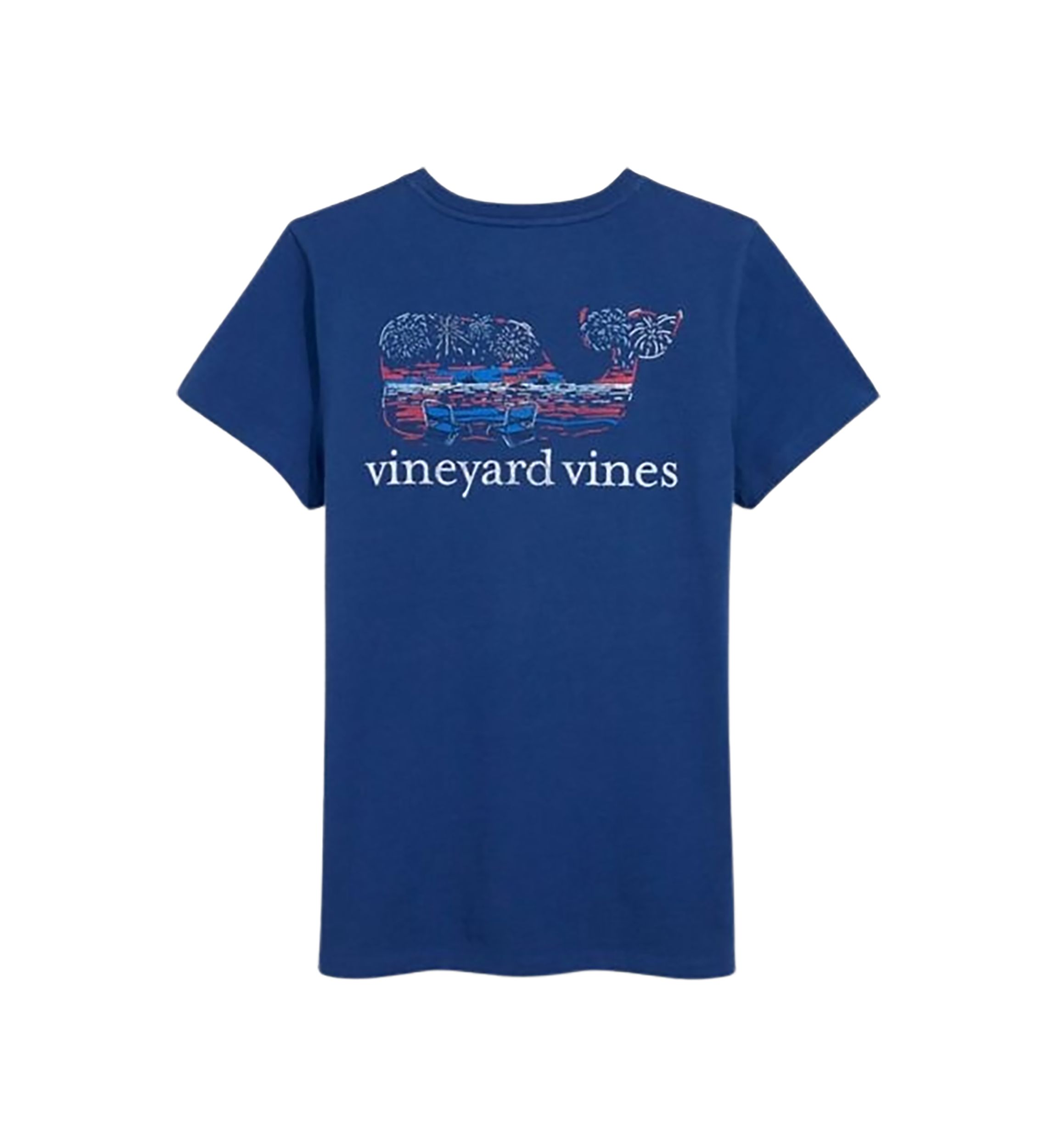 Womens Short Sleeve Flag Whale Fill Pocket Graphic T-Shirt