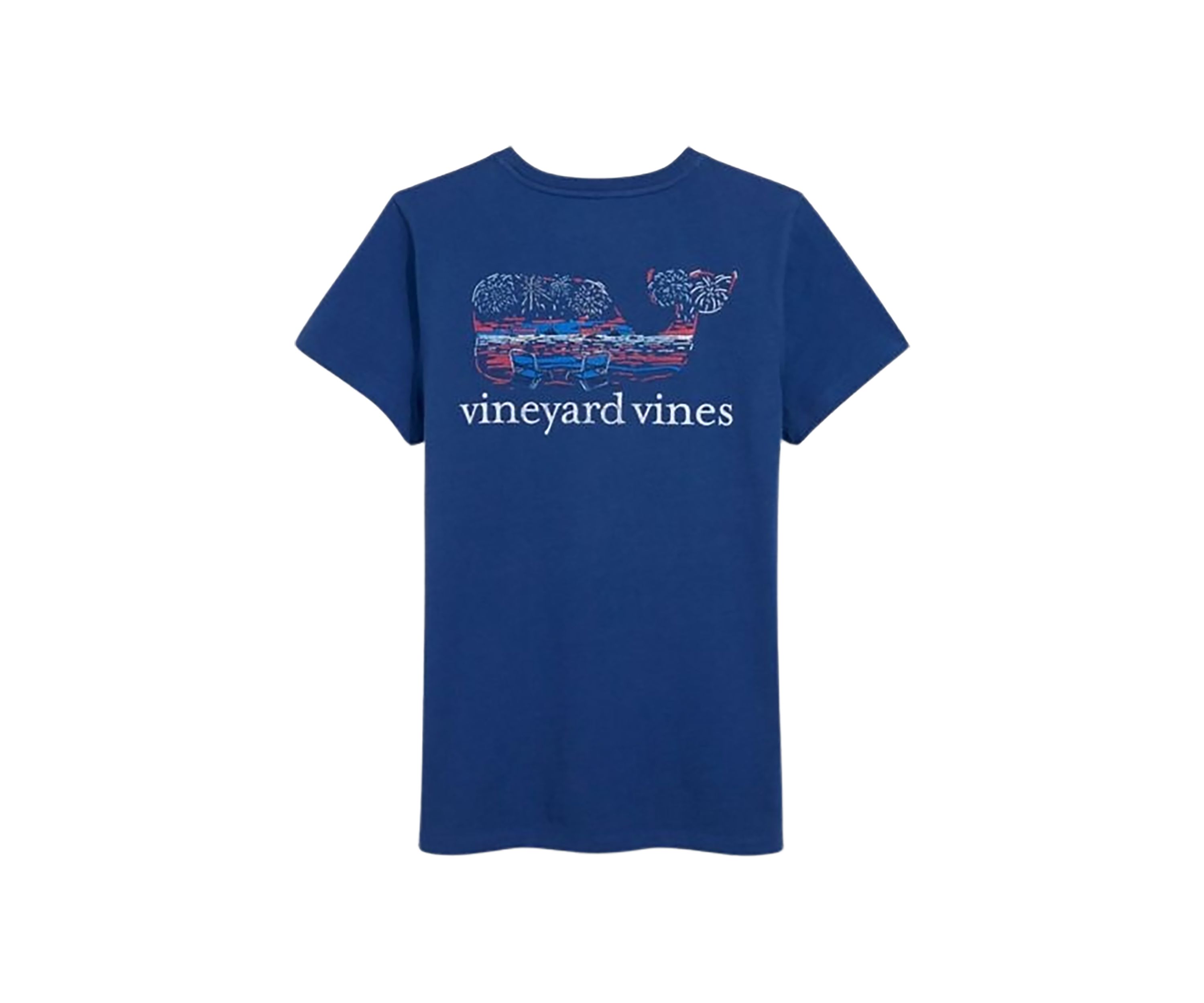 Womens Short Sleeve Flag Whale Fill Pocket Graphic T-Shirt