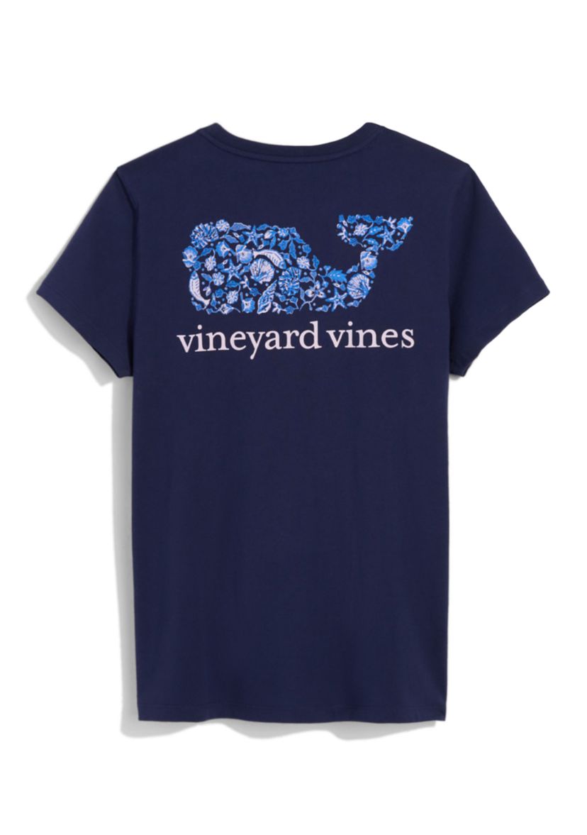 Womens Short Sleeve Whale Fill Pocket Graphic T-Shirt