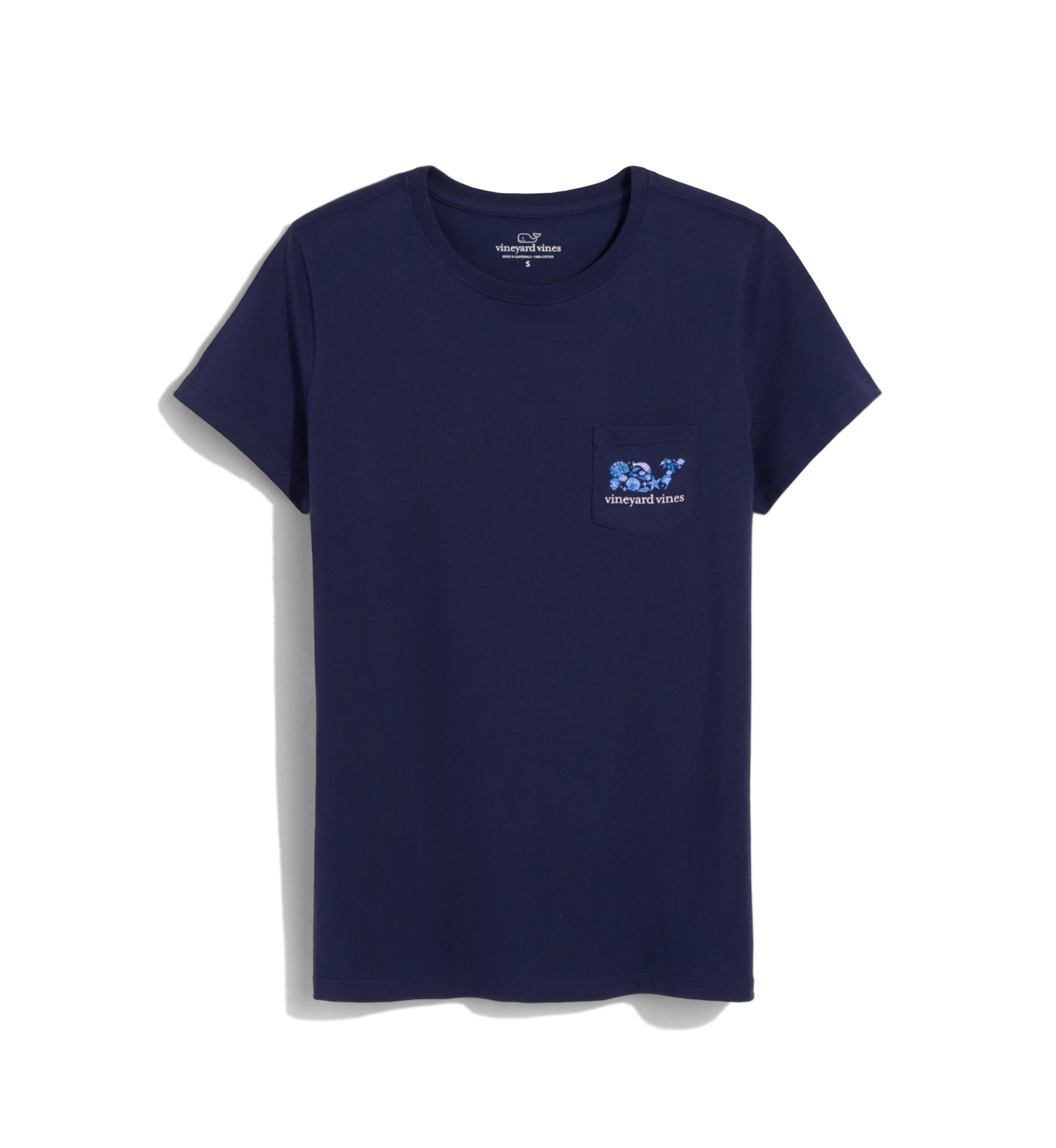 Womens Short Sleeve Whale Fill Pocket Graphic T-Shirt