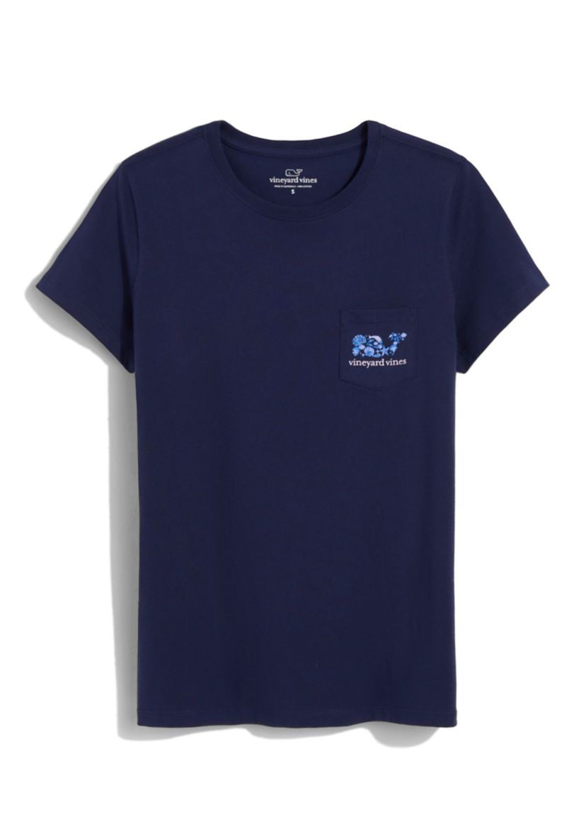 Womens Short Sleeve Whale Fill Pocket Graphic T-Shirt