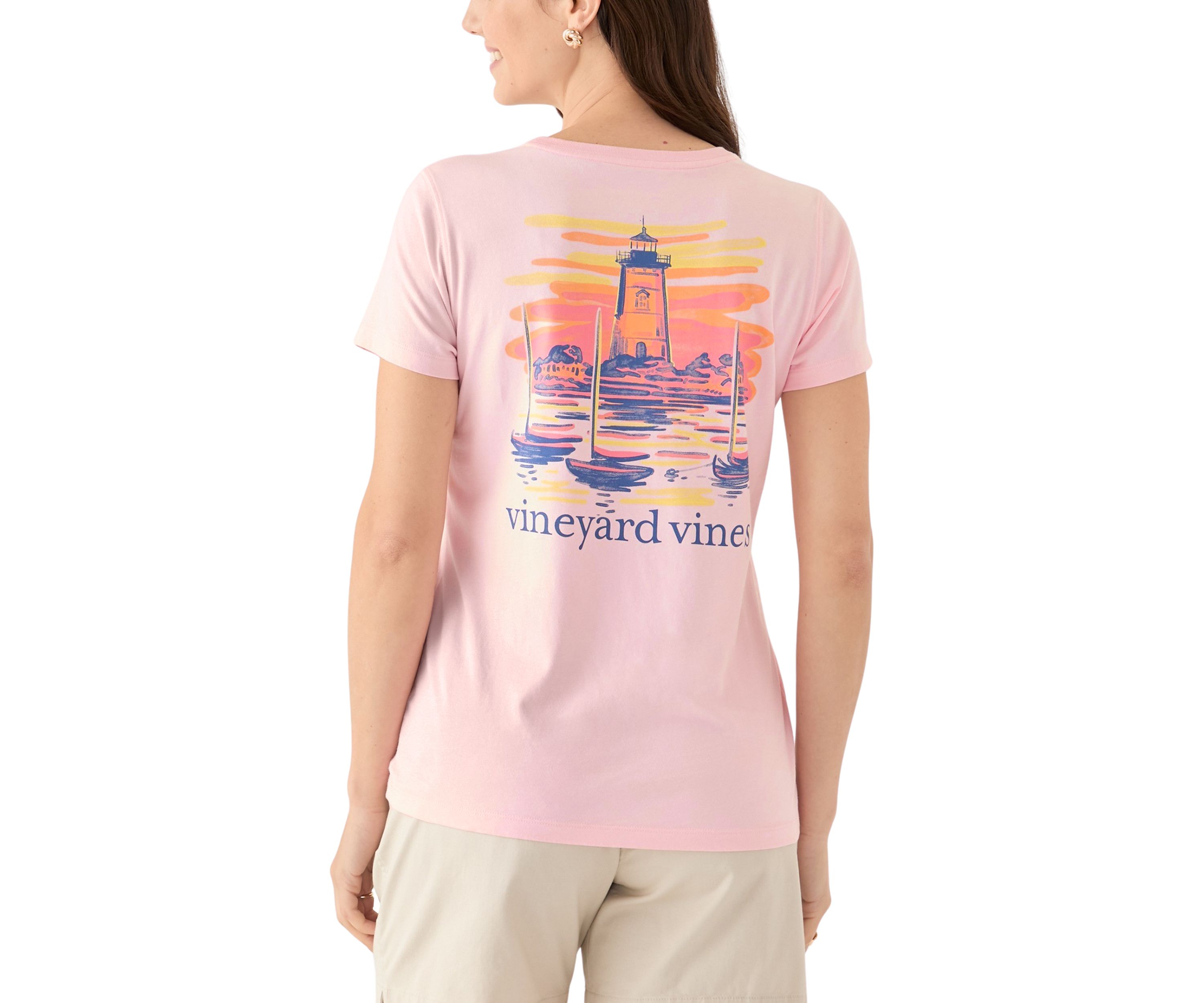 Womens Painted Lighthouse Pocket T-Shirt