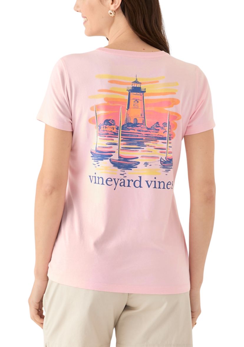 Womens Painted Lighthouse Pocket T-Shirt