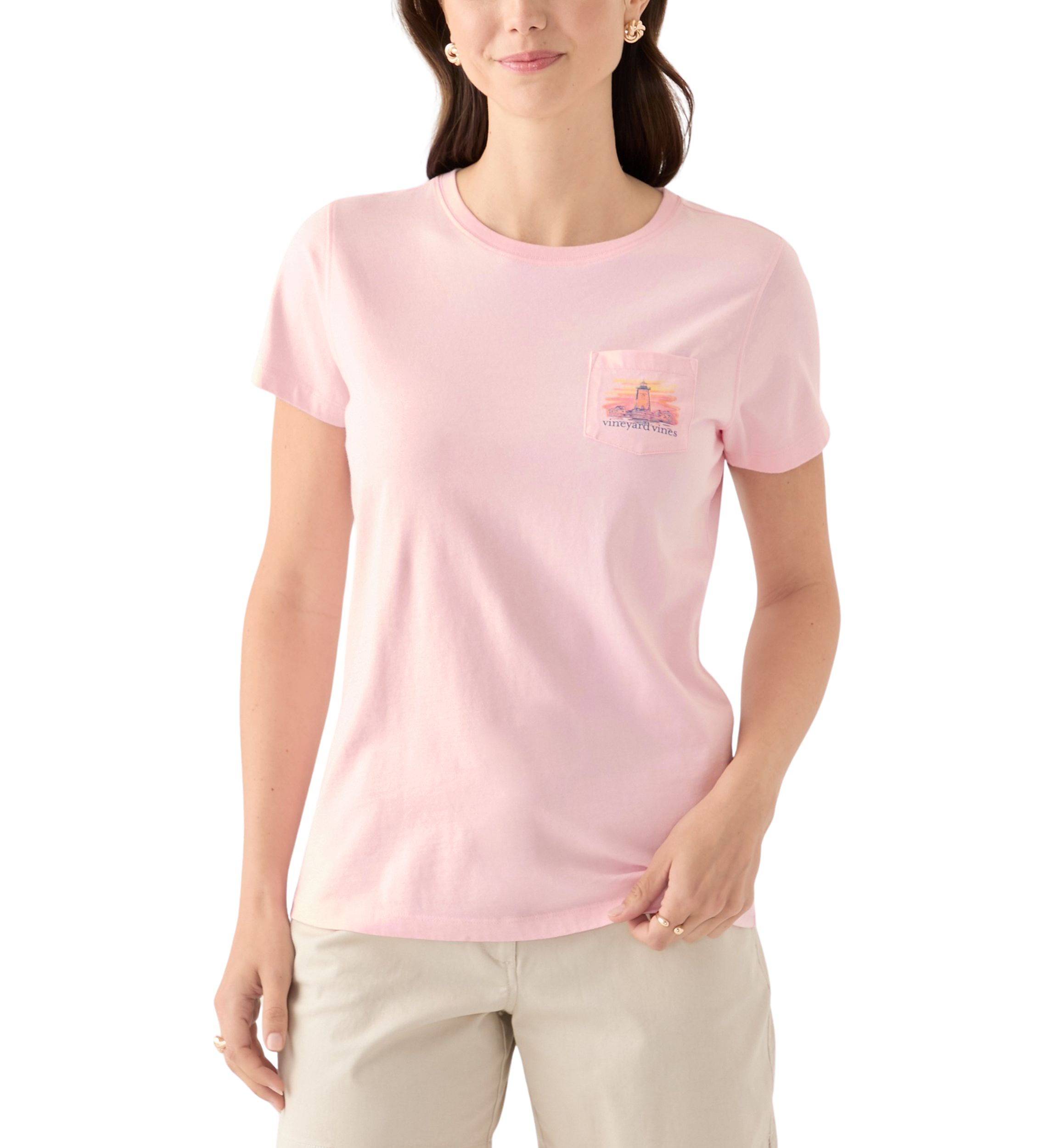 Womens Painted Lighthouse Pocket T-Shirt