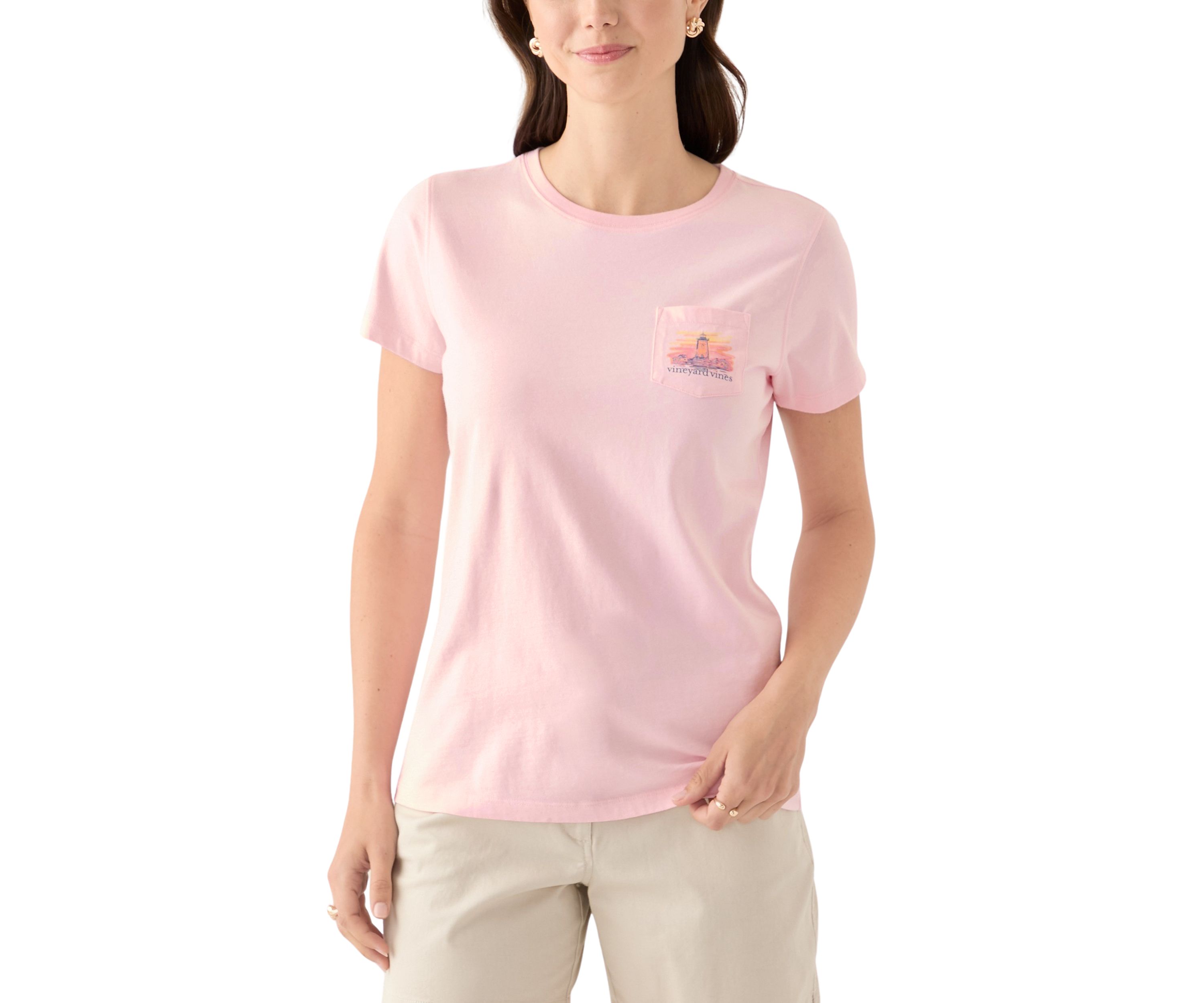 Womens Painted Lighthouse Pocket T-Shirt