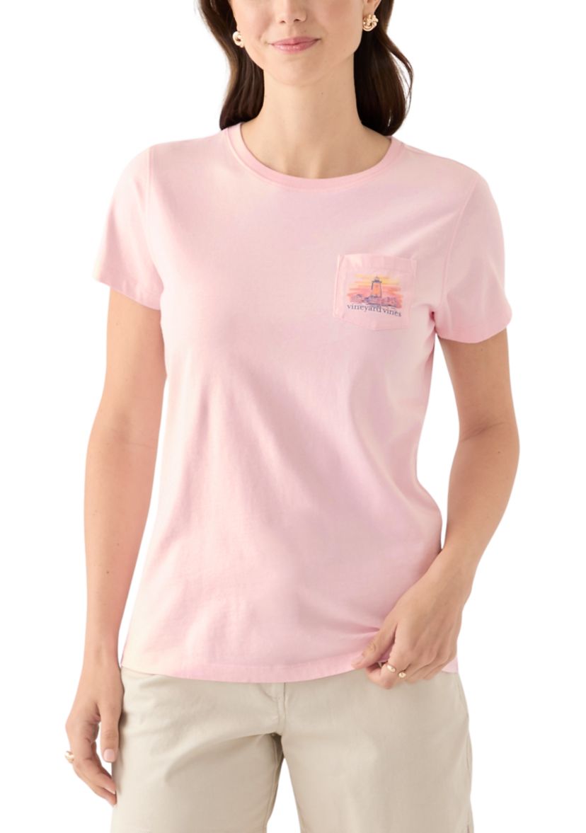 Womens Painted Lighthouse Pocket T-Shirt
