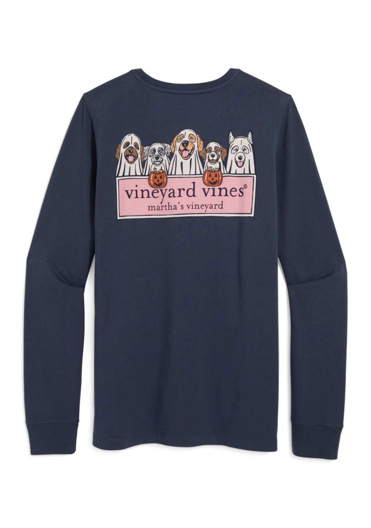 Womens Long Sleeve Dog Halloween Graphic T-Shirt 