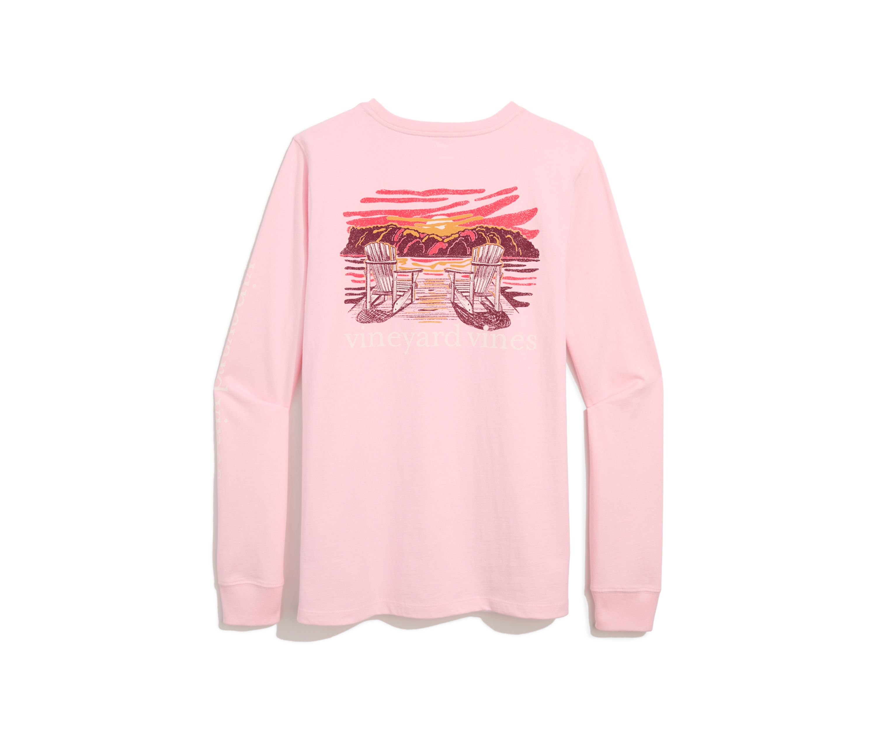 Womens Long Sleeve Sunset Graphic Pocket T-Shirt