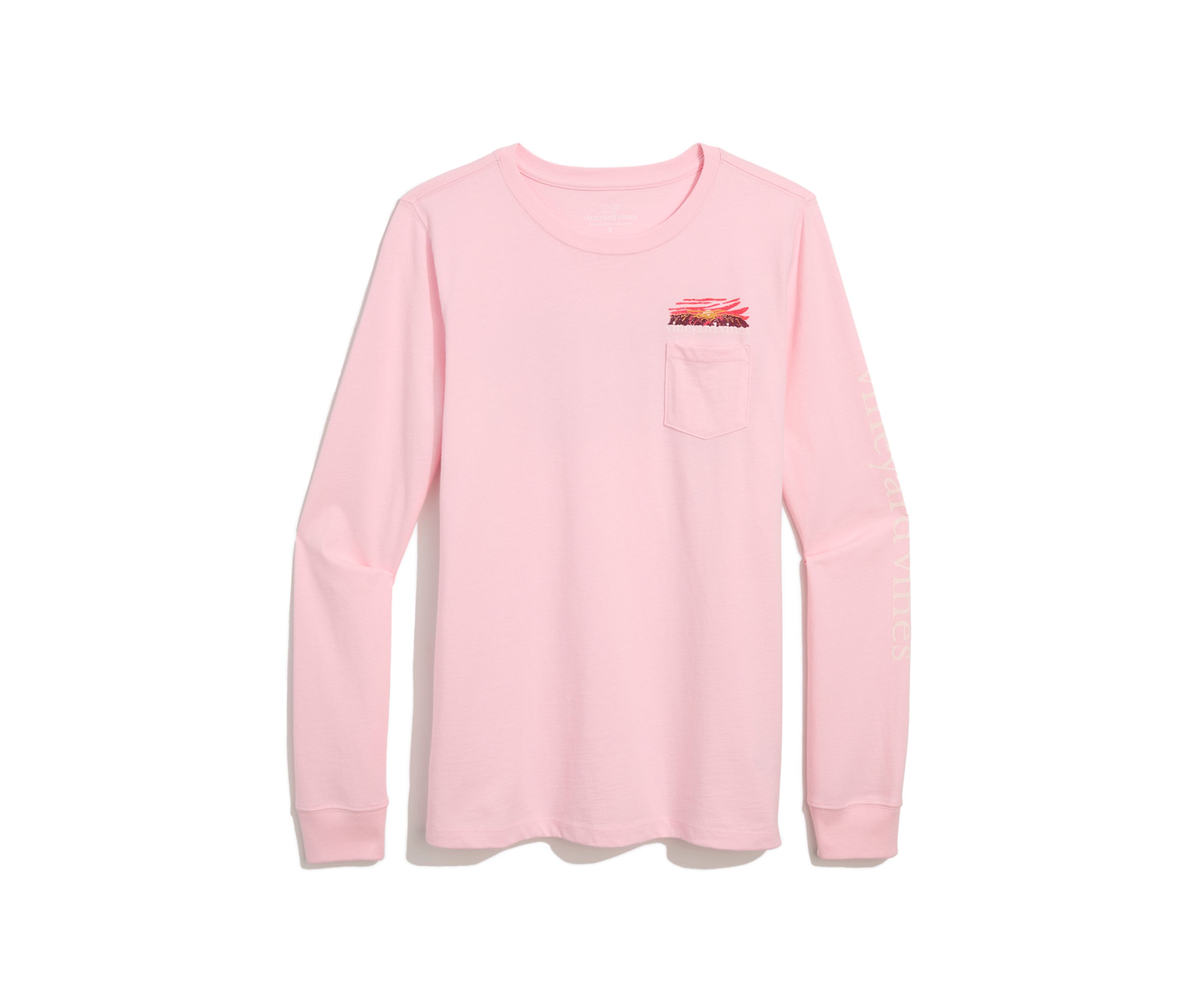 Womens Long Sleeve Sunset Graphic Pocket T-Shirt