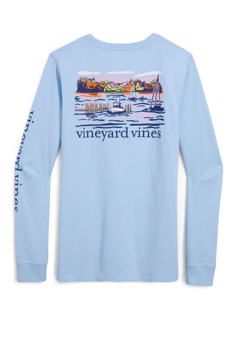 Long Sleeve Fall Pocket Graphic T-Shirt 