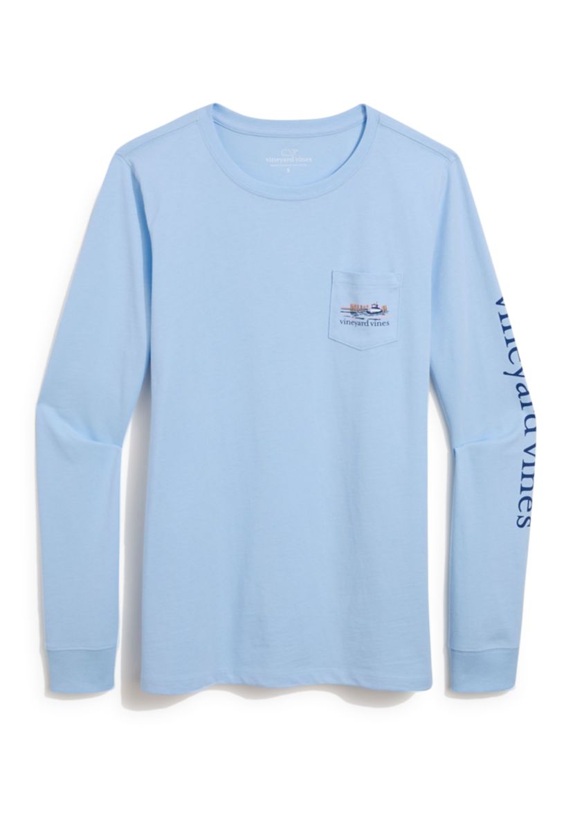 Long Sleeve Fall Pocket Graphic T-Shirt 