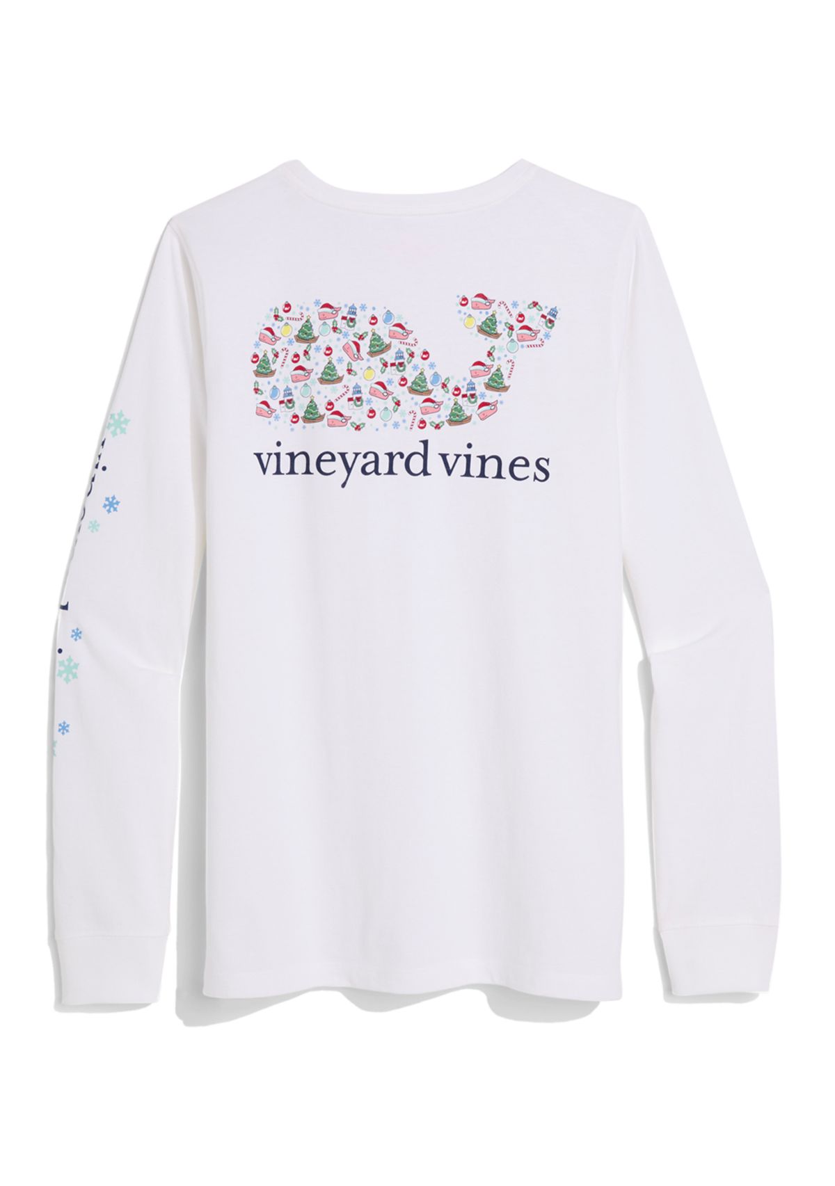 Womens Long Sleeve Christmas Filled Whale Icon Graphic T-Shirt 