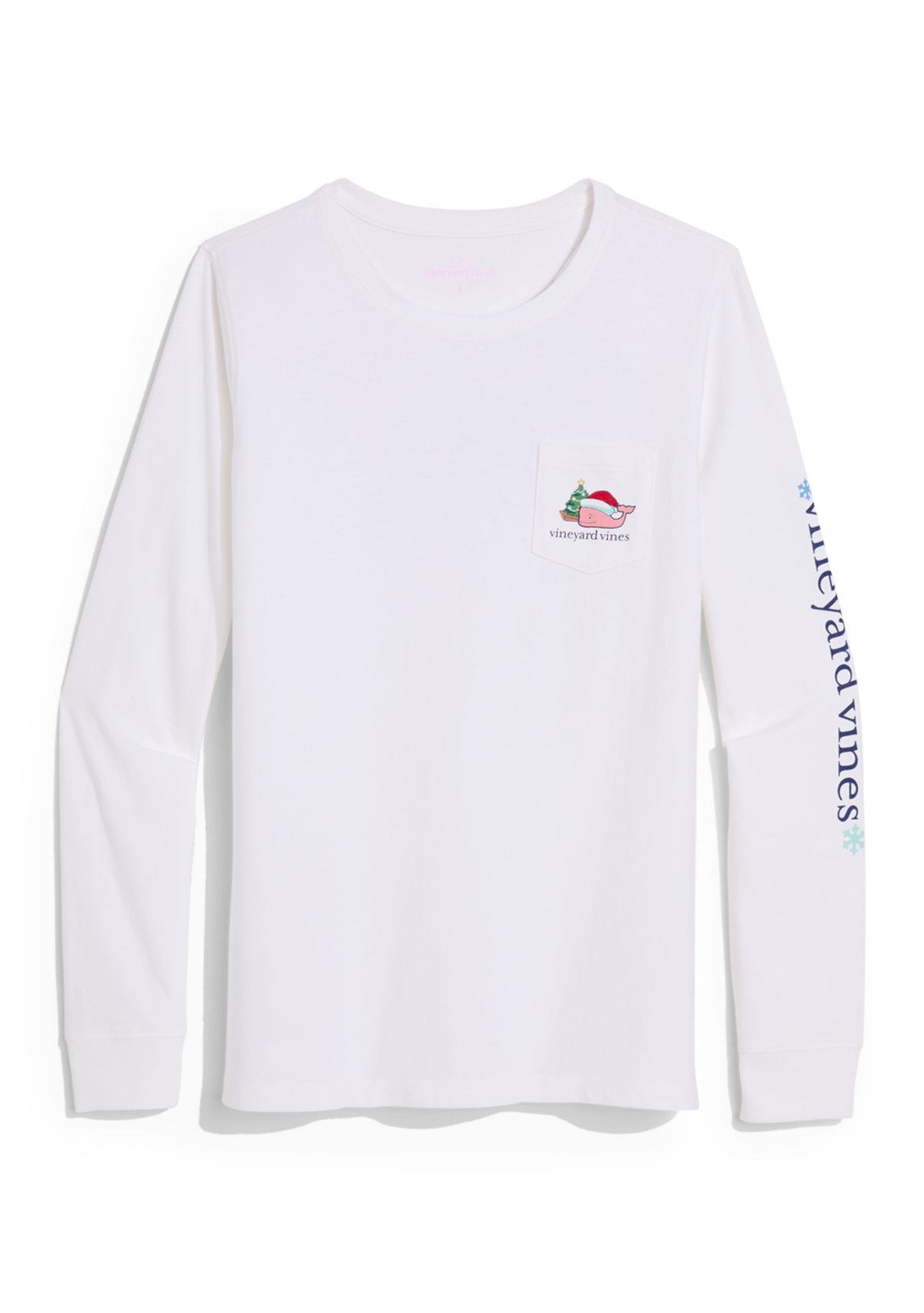 Womens Long Sleeve Christmas Filled Whale Icon Graphic T-Shirt 