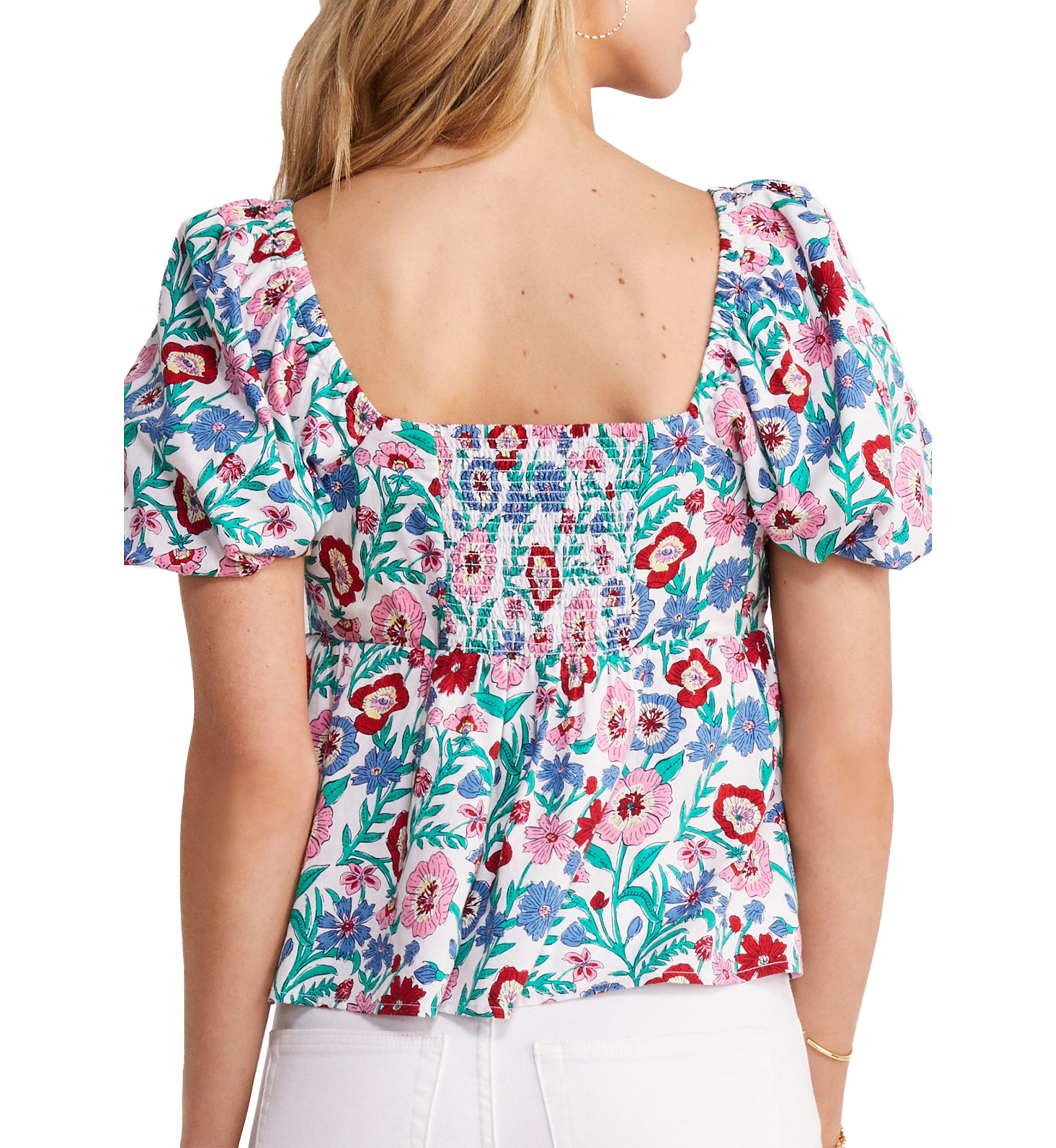 Multi Floral Puff Sleeve Top