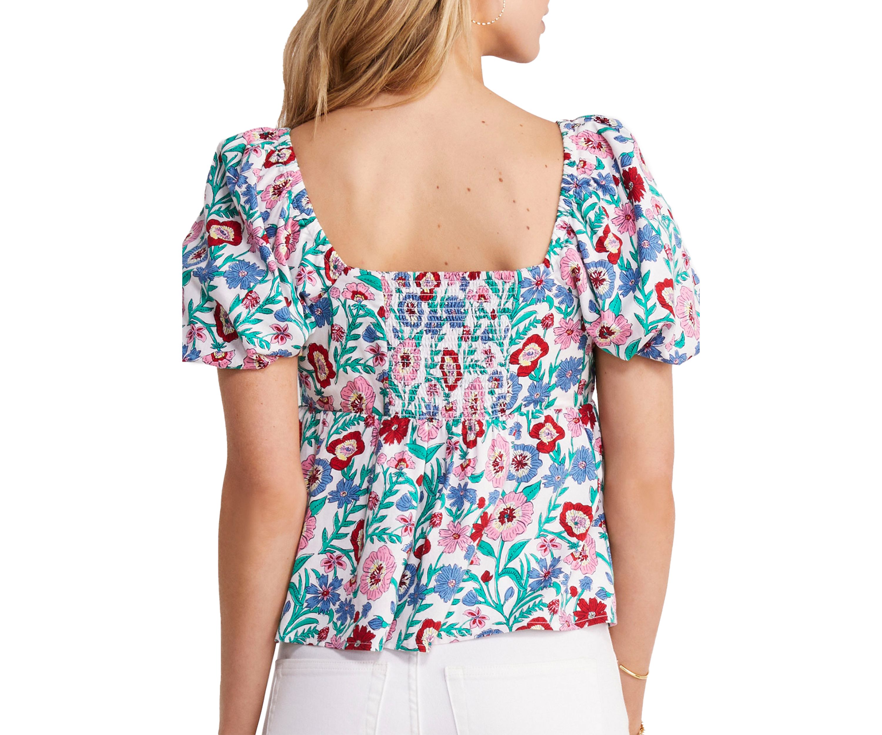 Multi Floral Puff Sleeve Top