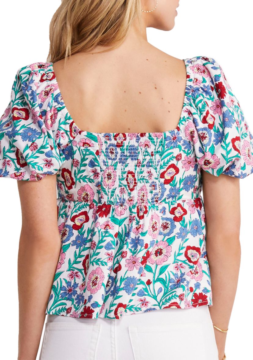 Multi Floral Puff Sleeve Top