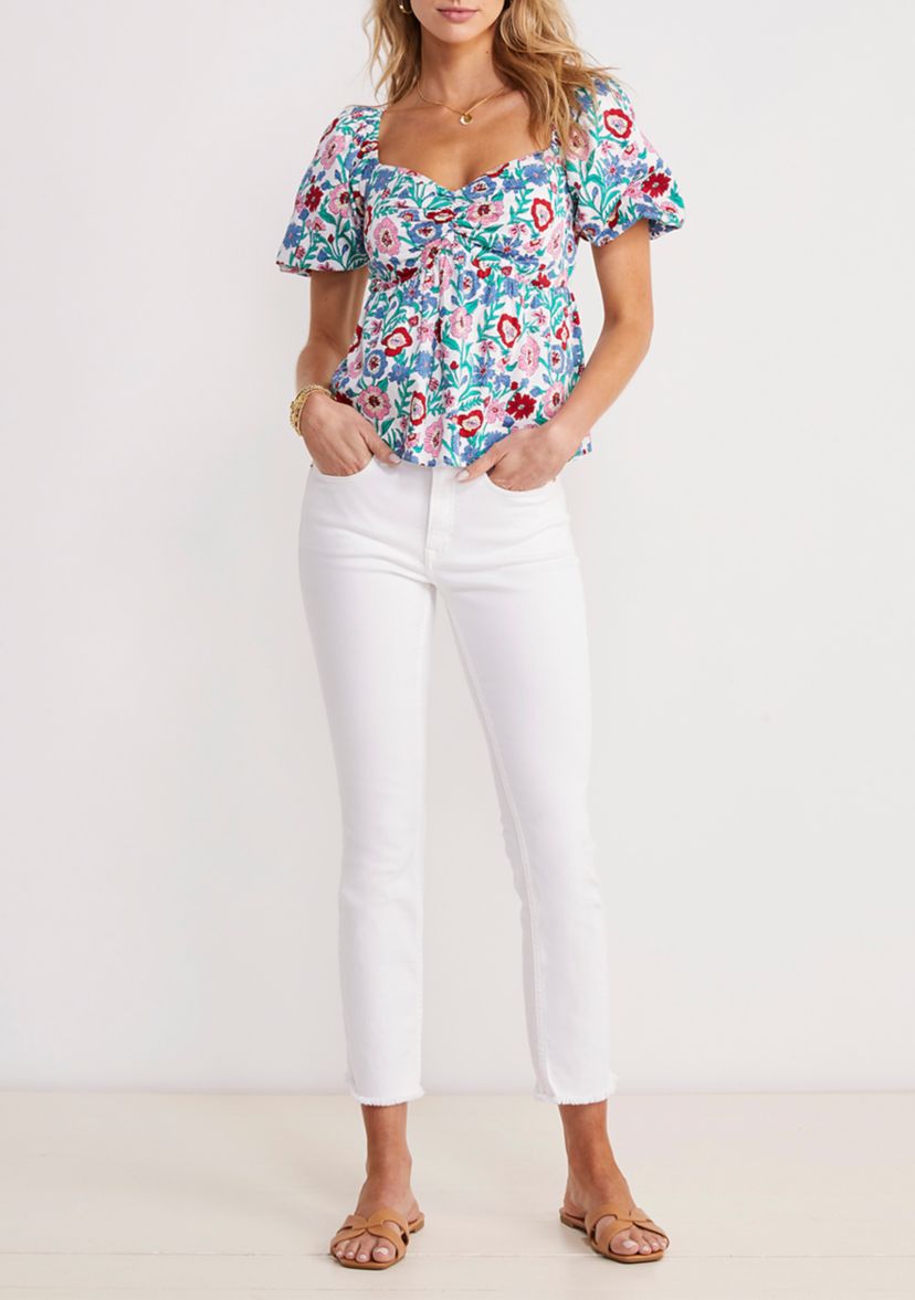 Multi Floral Puff Sleeve Top