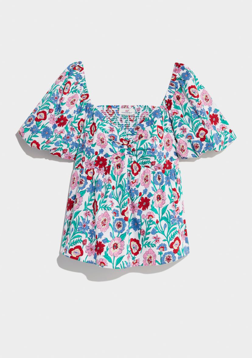 Multi Floral Puff Sleeve Top