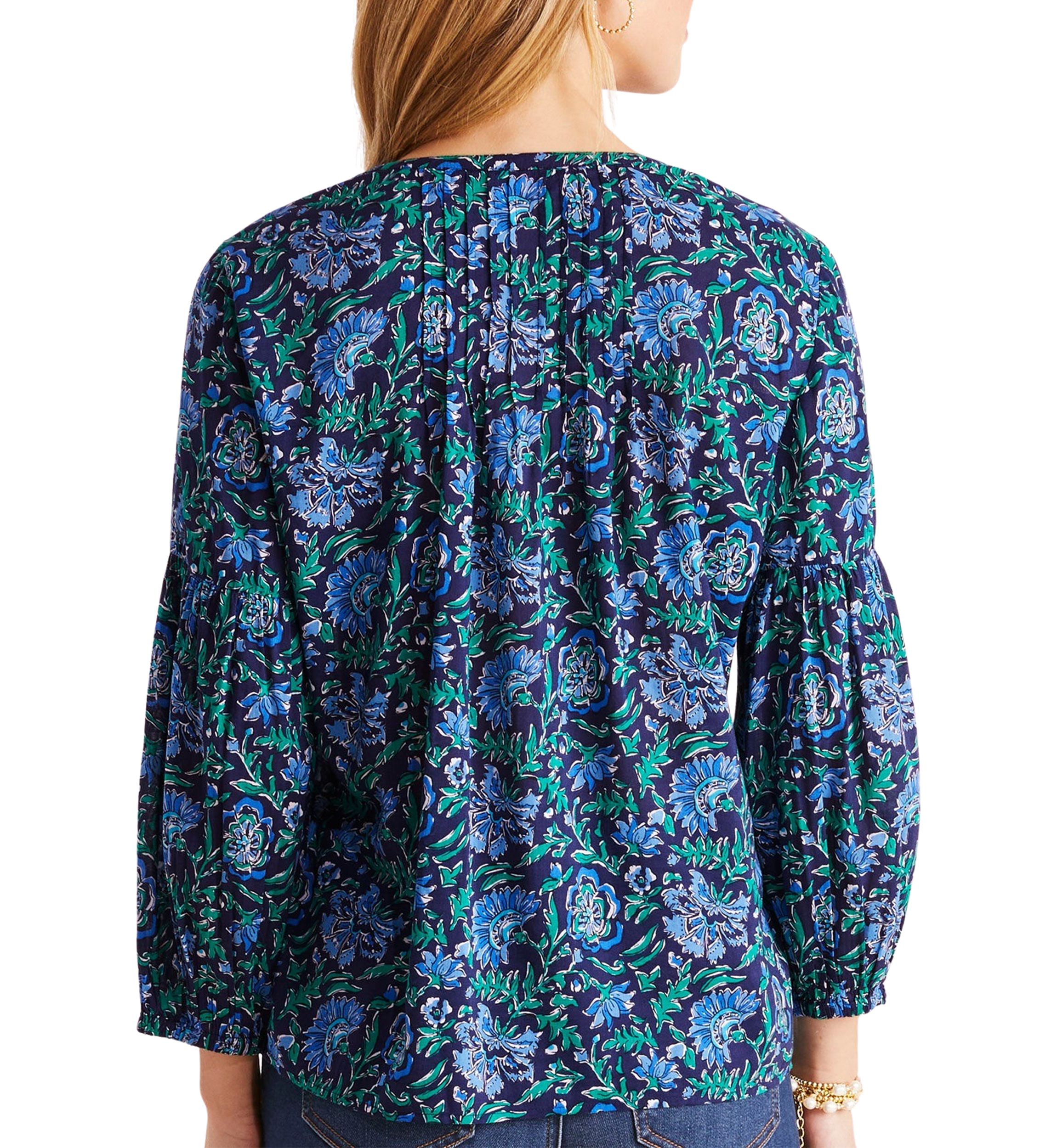 Womens Floral Pleated Top