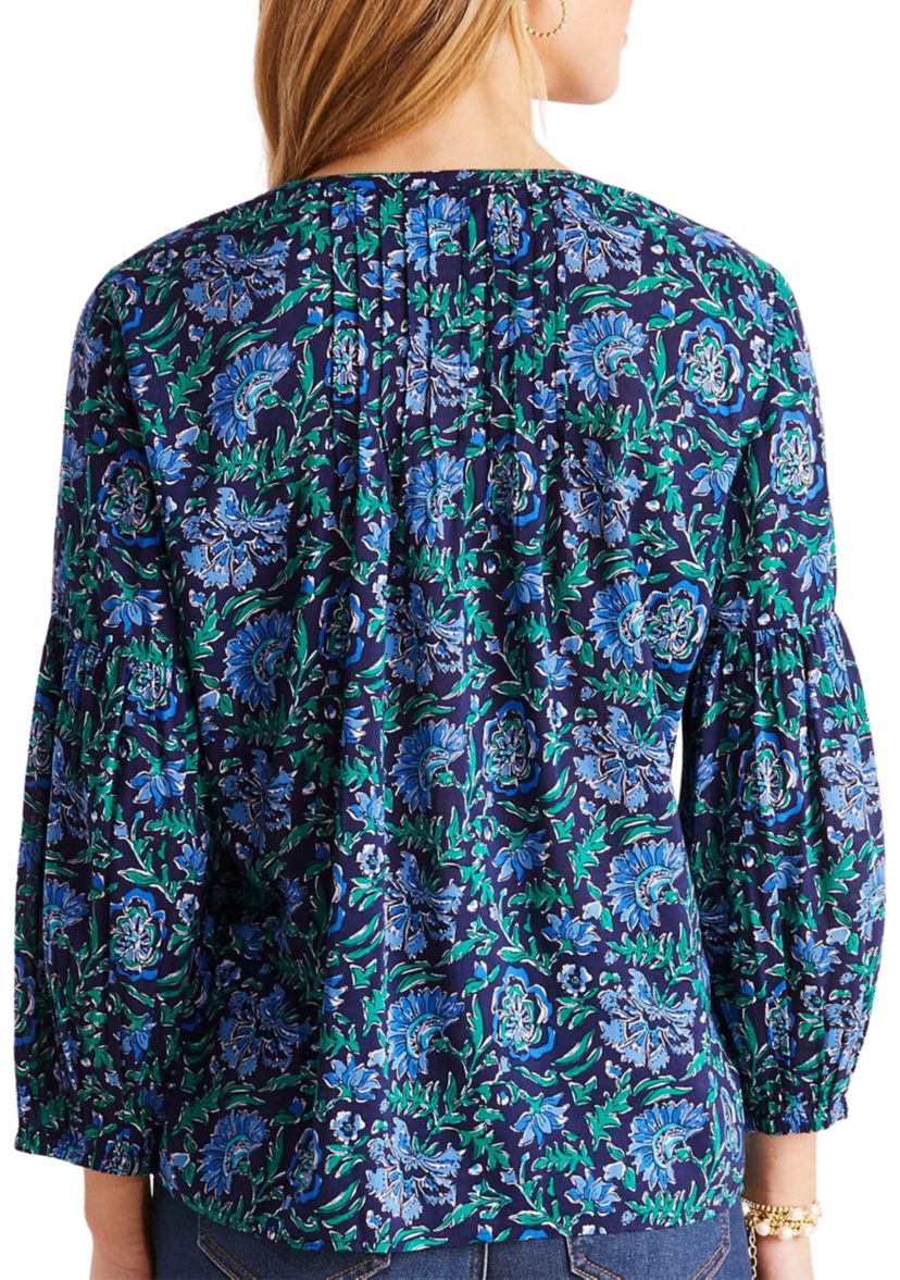 Womens Floral Pleated Top