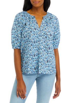 Women's Short Sleeve Embroidered Blouse and Matching Capri Set