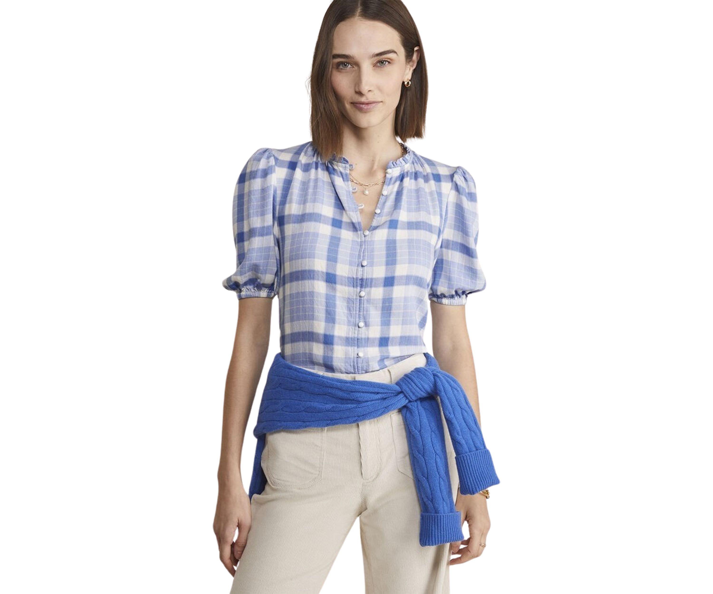 Womens Ruffle Neck Top