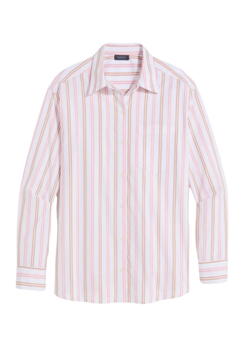 Womens Striped Button Up Shirt 