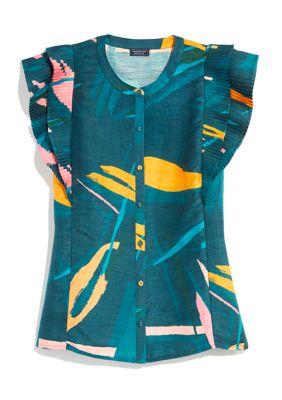 Top Fille J. Khaki Manches Papillons Bleu Piscine Taille 6 Neuf Avec étiquettes