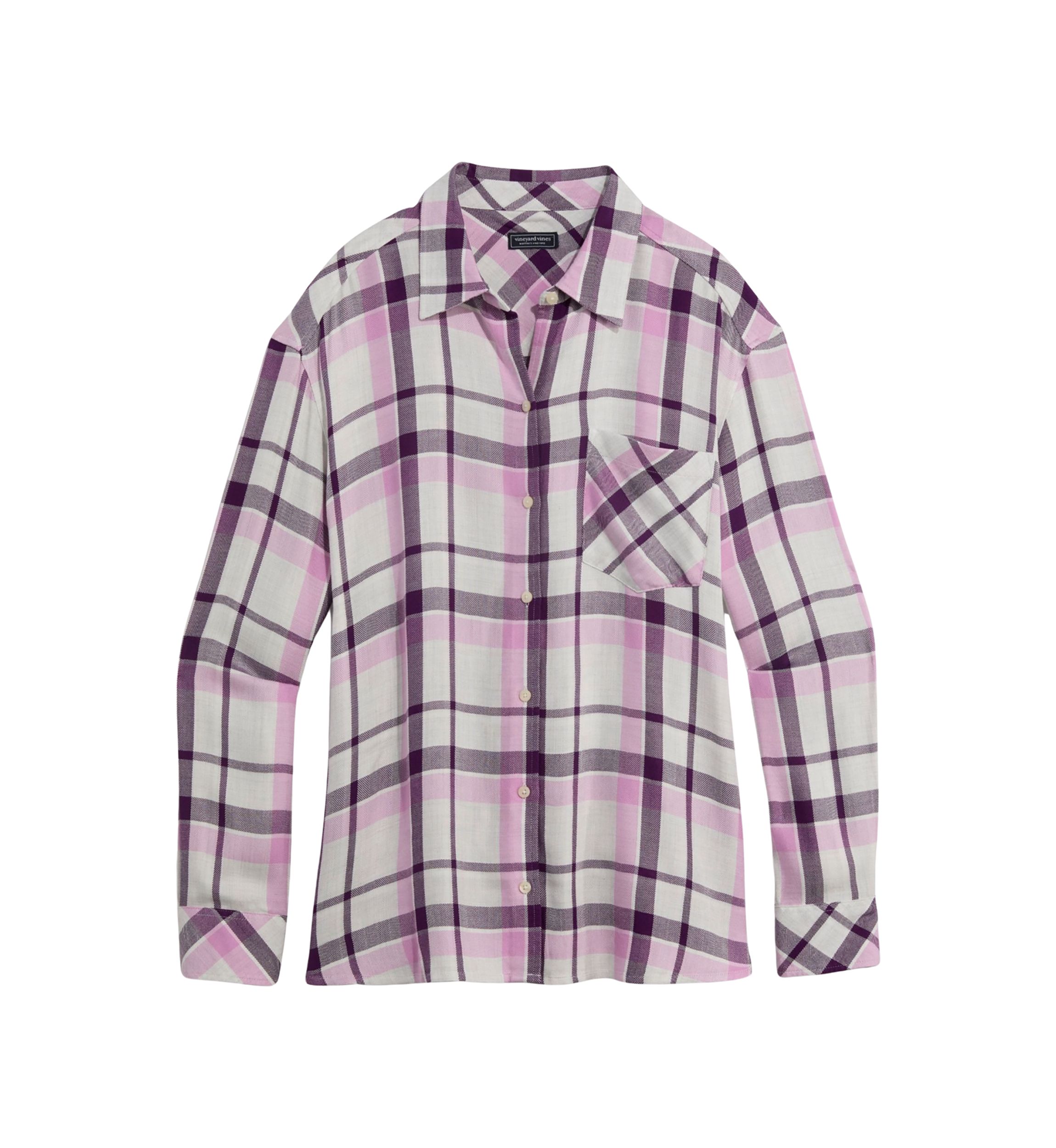 Womens Button Down Plaid Shirt