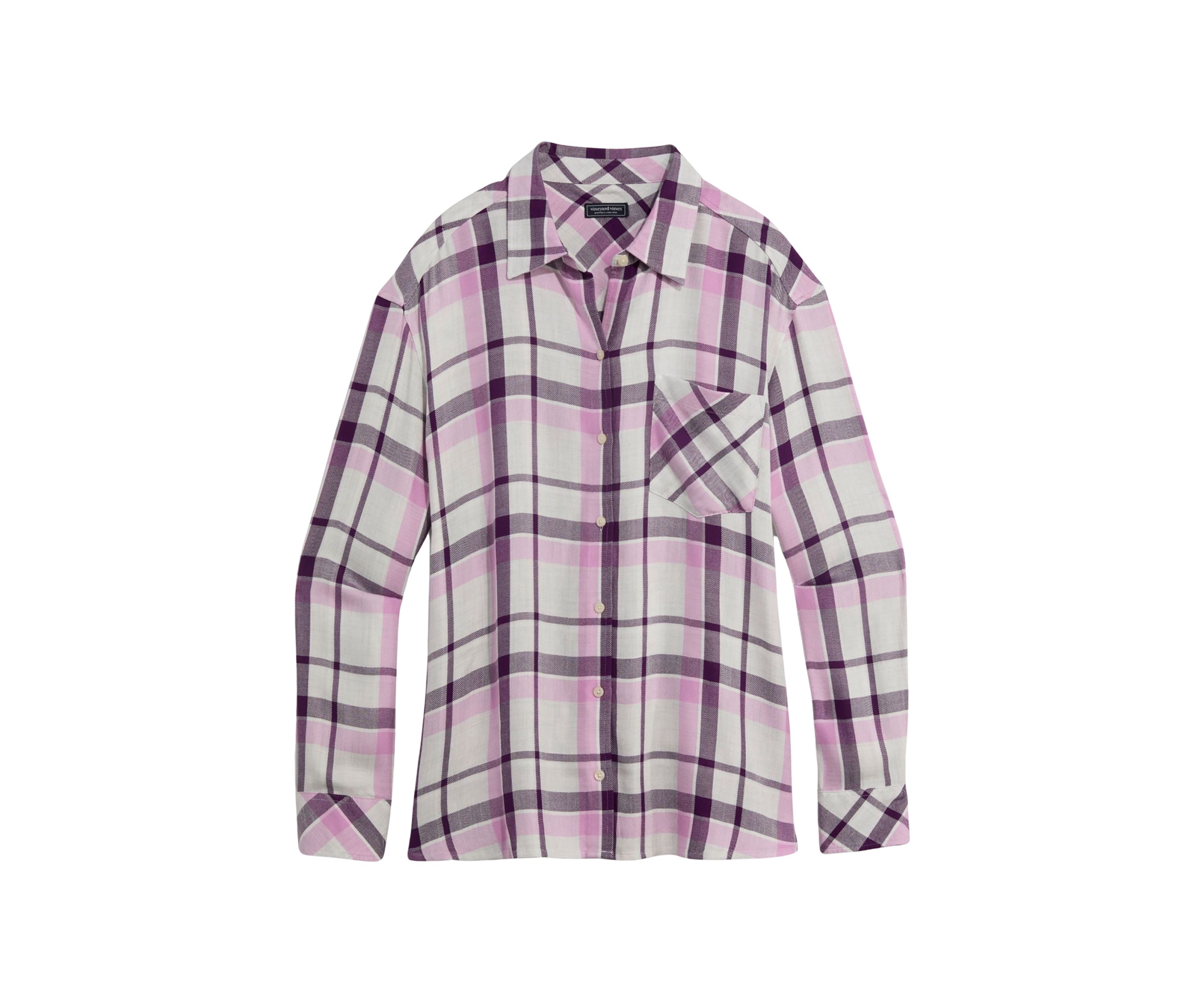 Womens Button Down Plaid Shirt