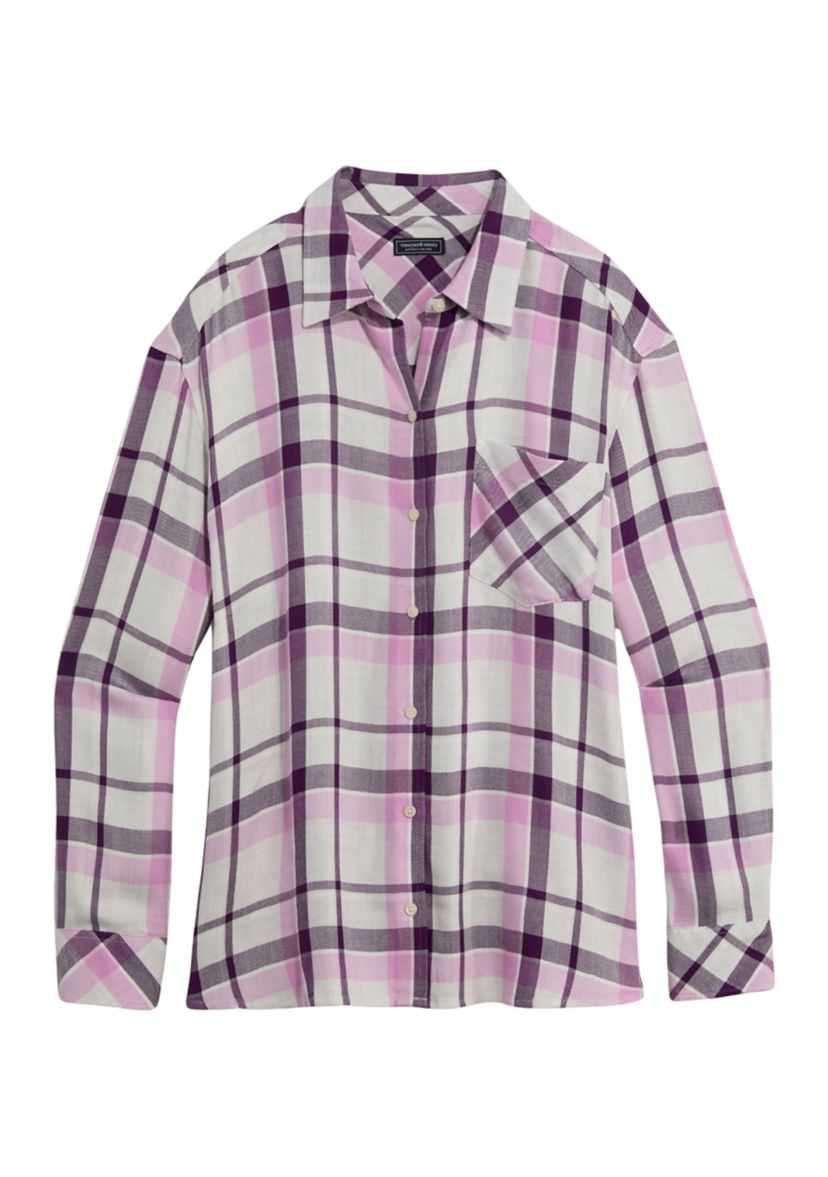 Womens Button Down Plaid Shirt