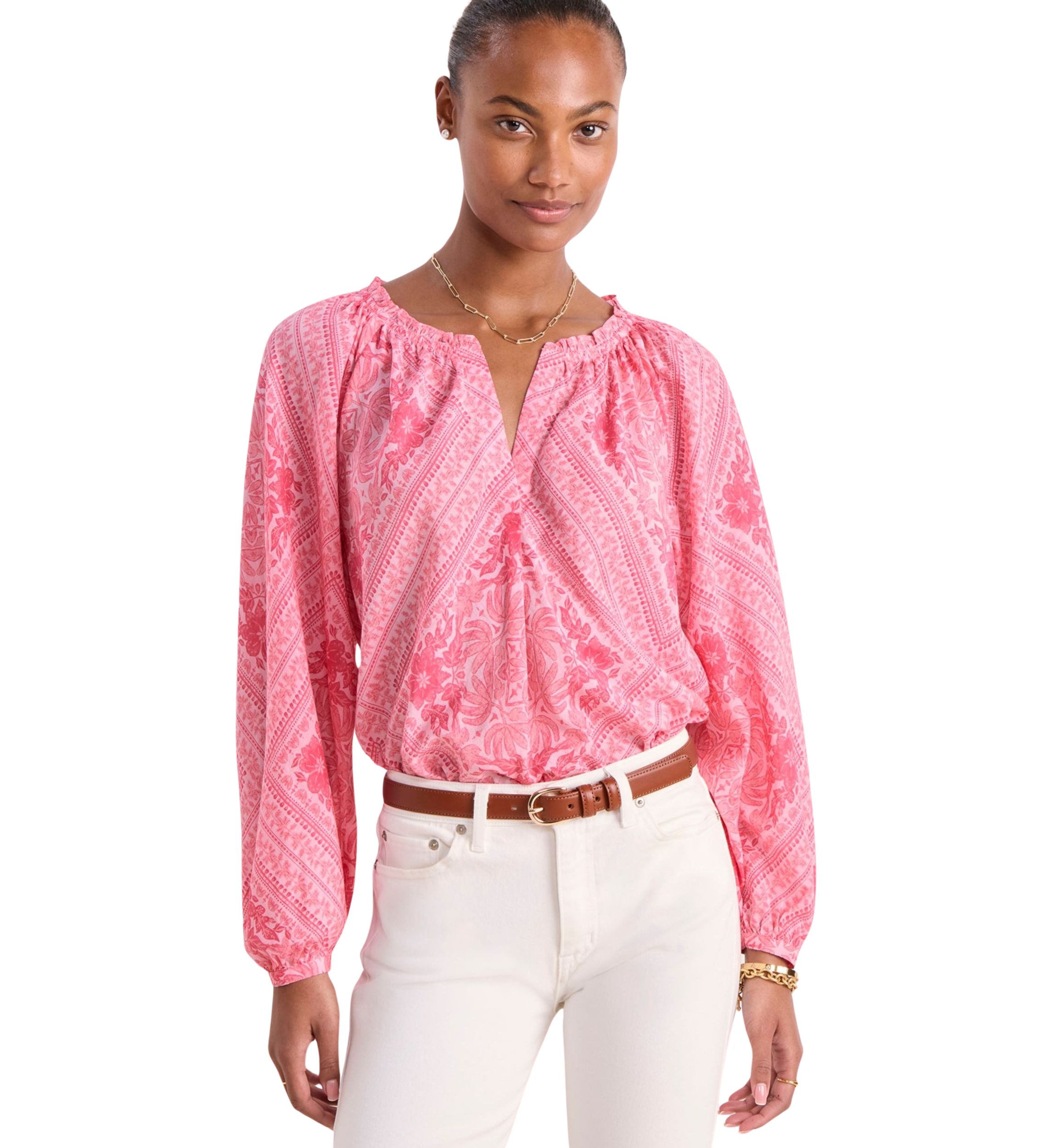 Womens Long Sleeve V-Neck Blouse
