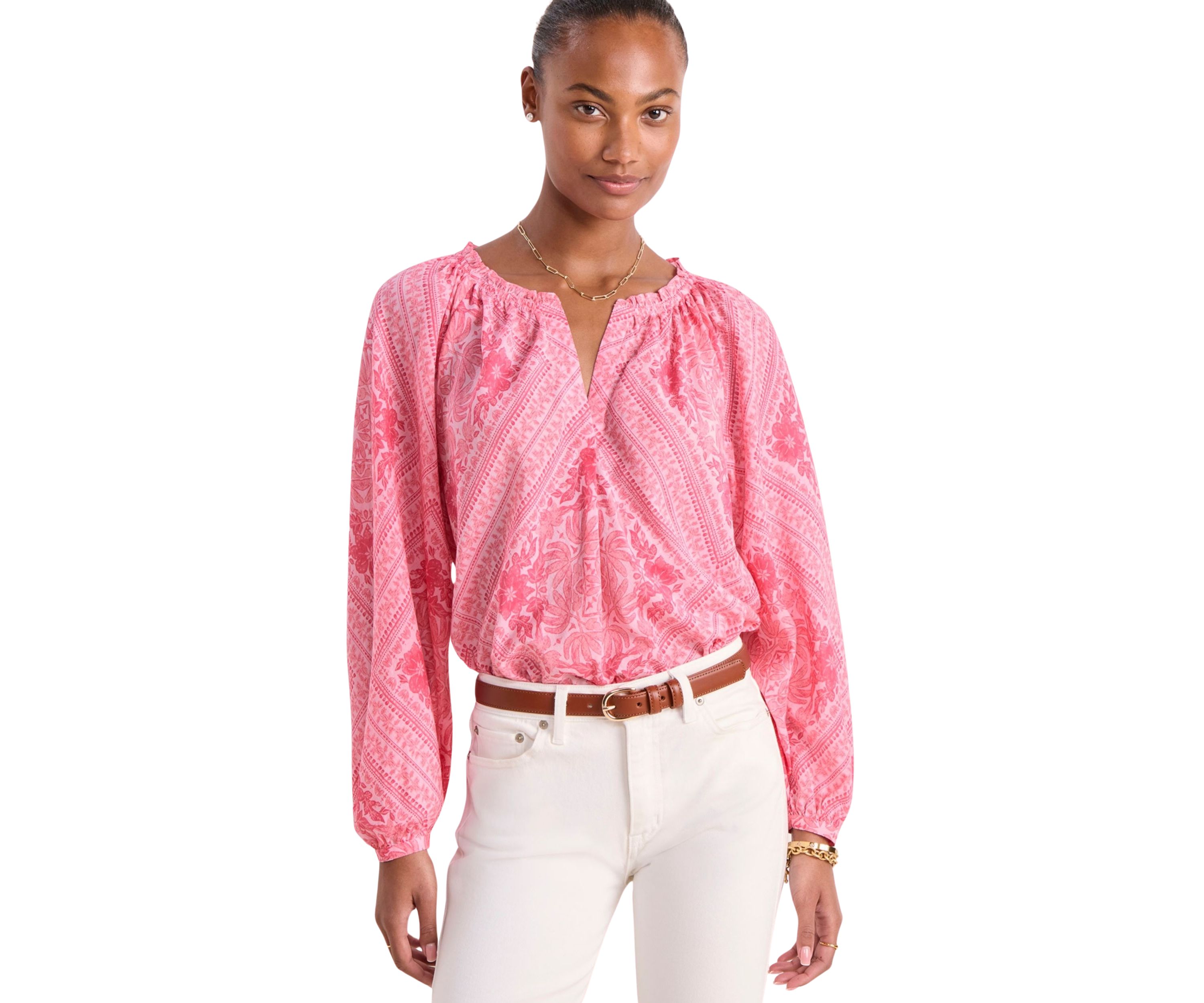 Womens Long Sleeve V-Neck Blouse
